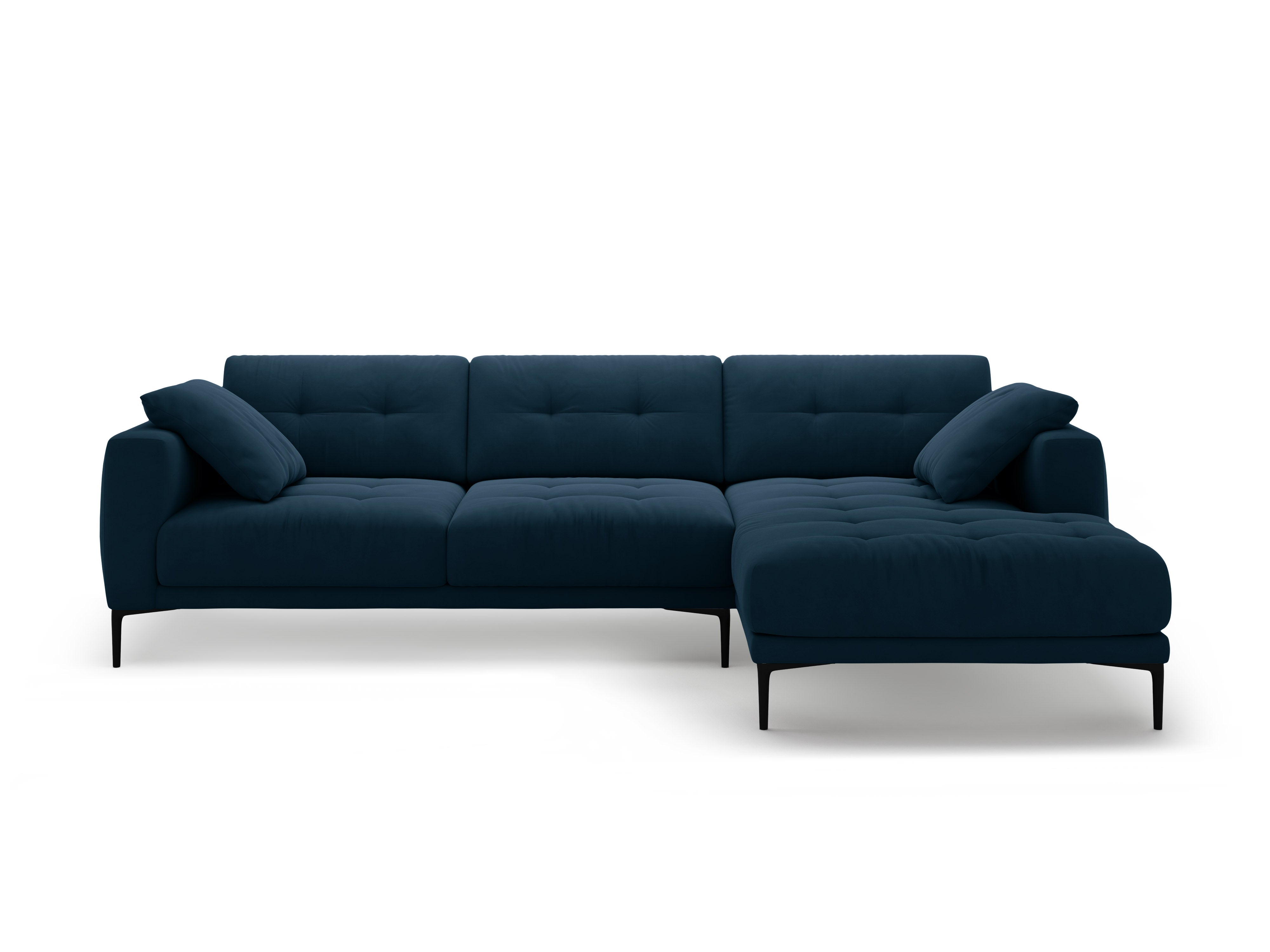 Right-facing velvet corner sofa BEMY royal blue