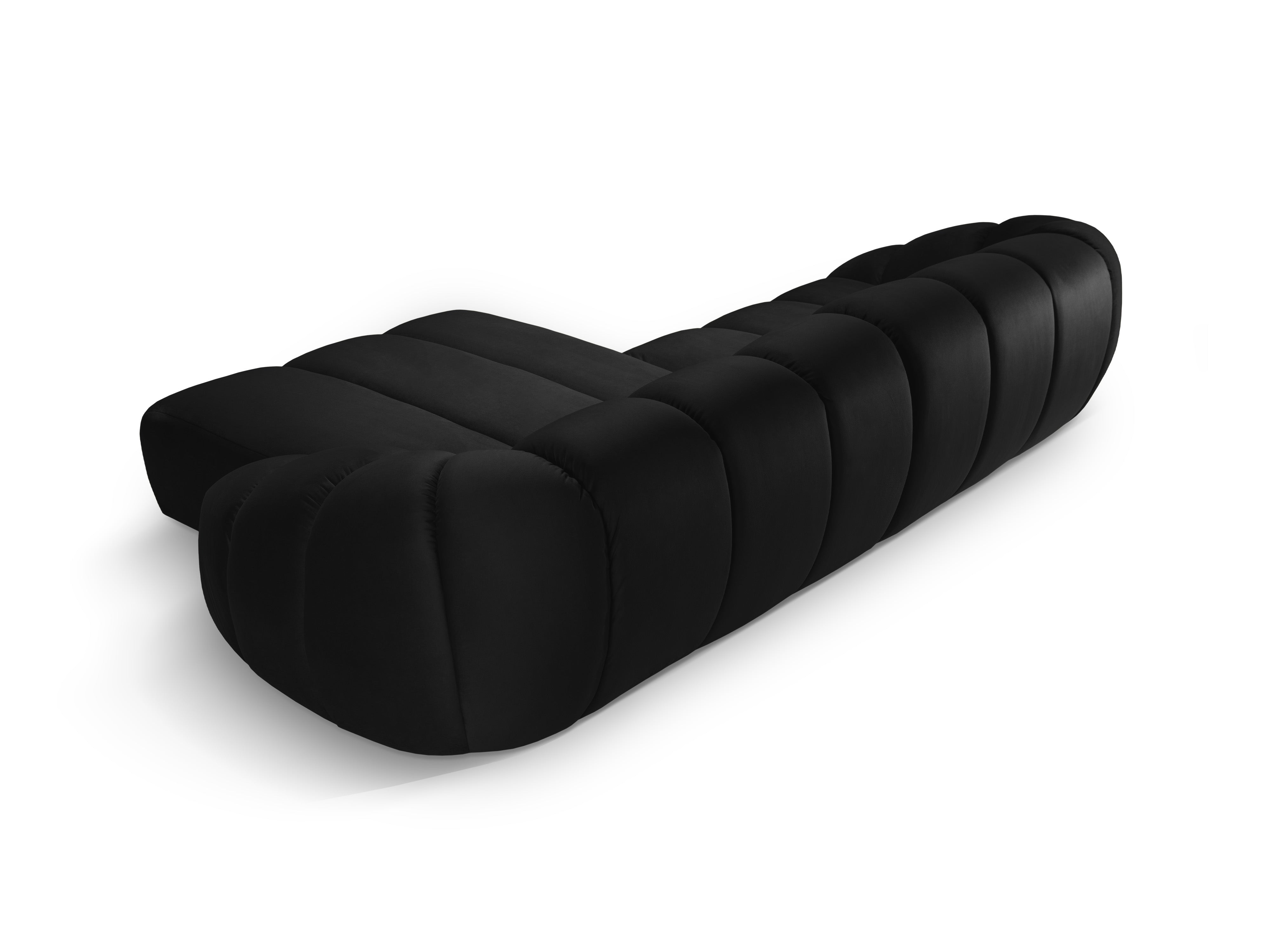 Velvet Right Corner Sofa, "Diana", 4 Seats, Black, 334x182x72
Made in Europe