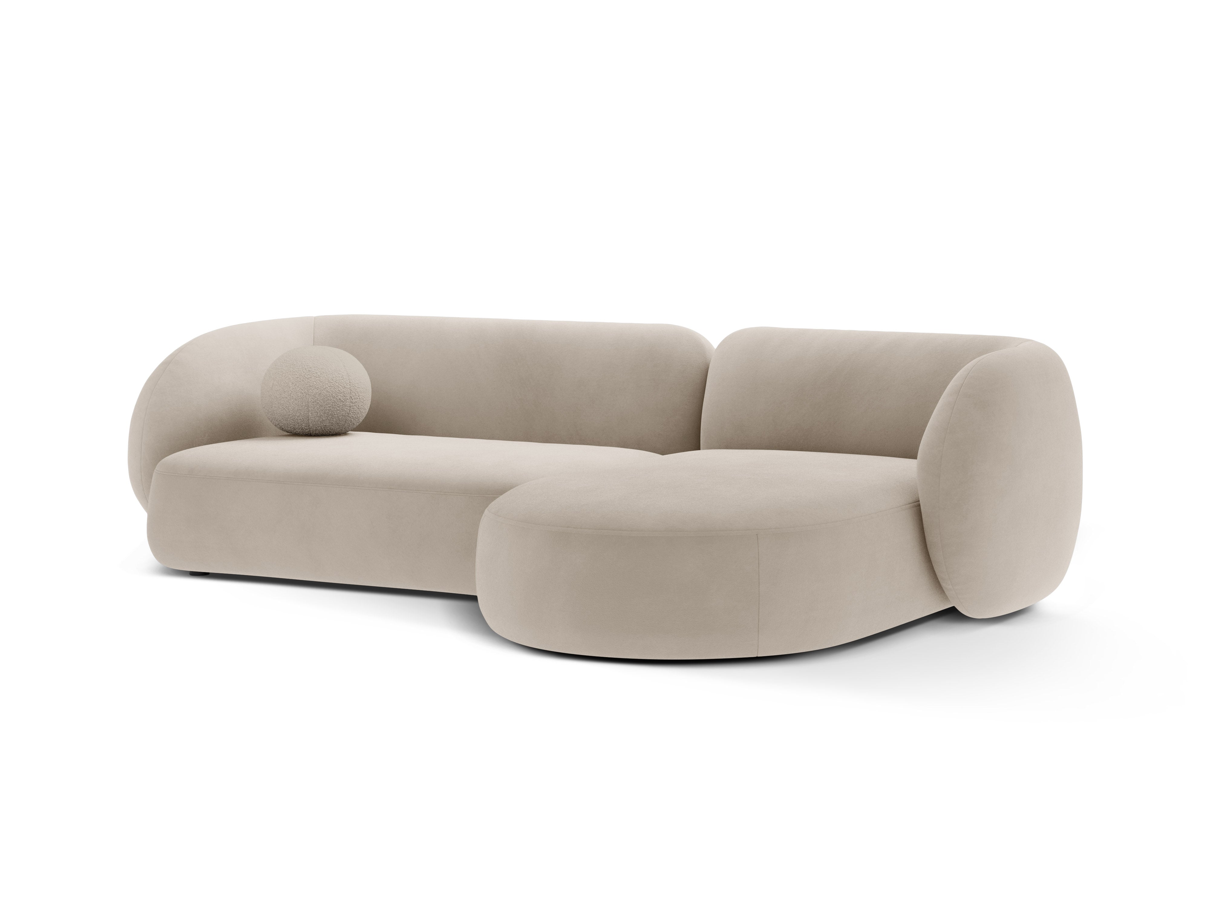 Right-facing velvet corner sofa KATE beige