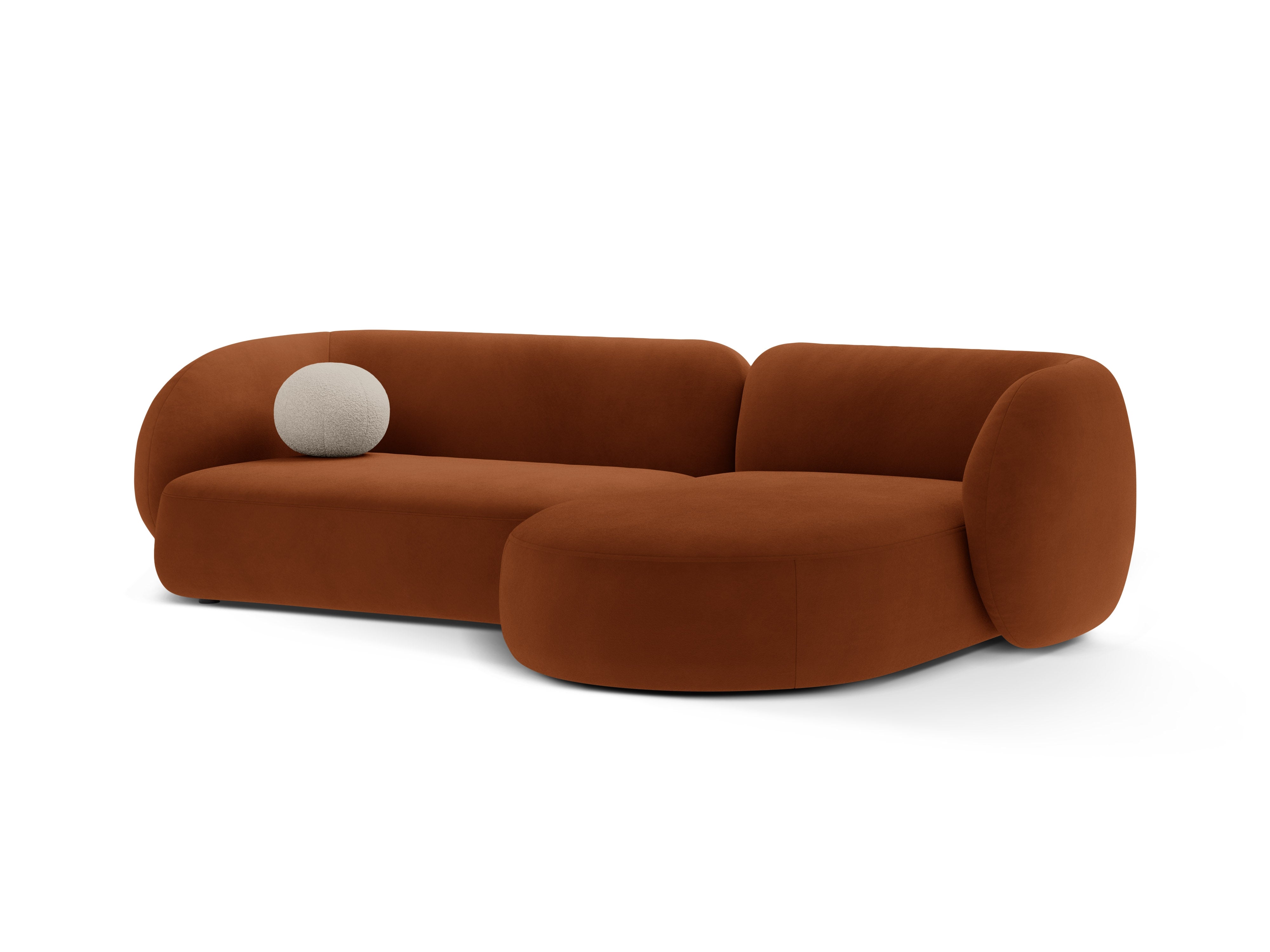 Right-facing velvet corner sofa 3-seater KATE terracotta