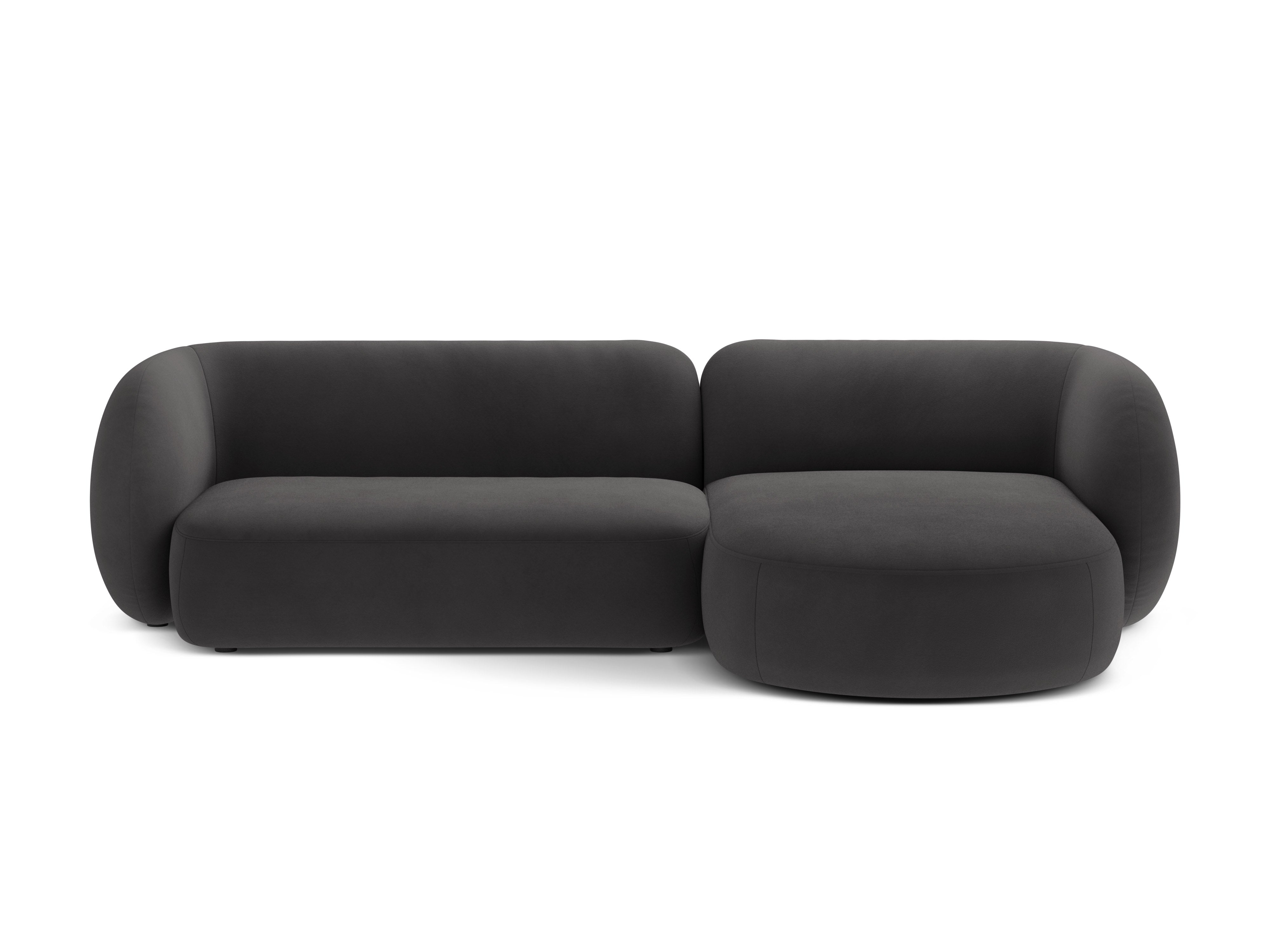 Right-facing velvet corner sofa for 3 people KATE dark gray