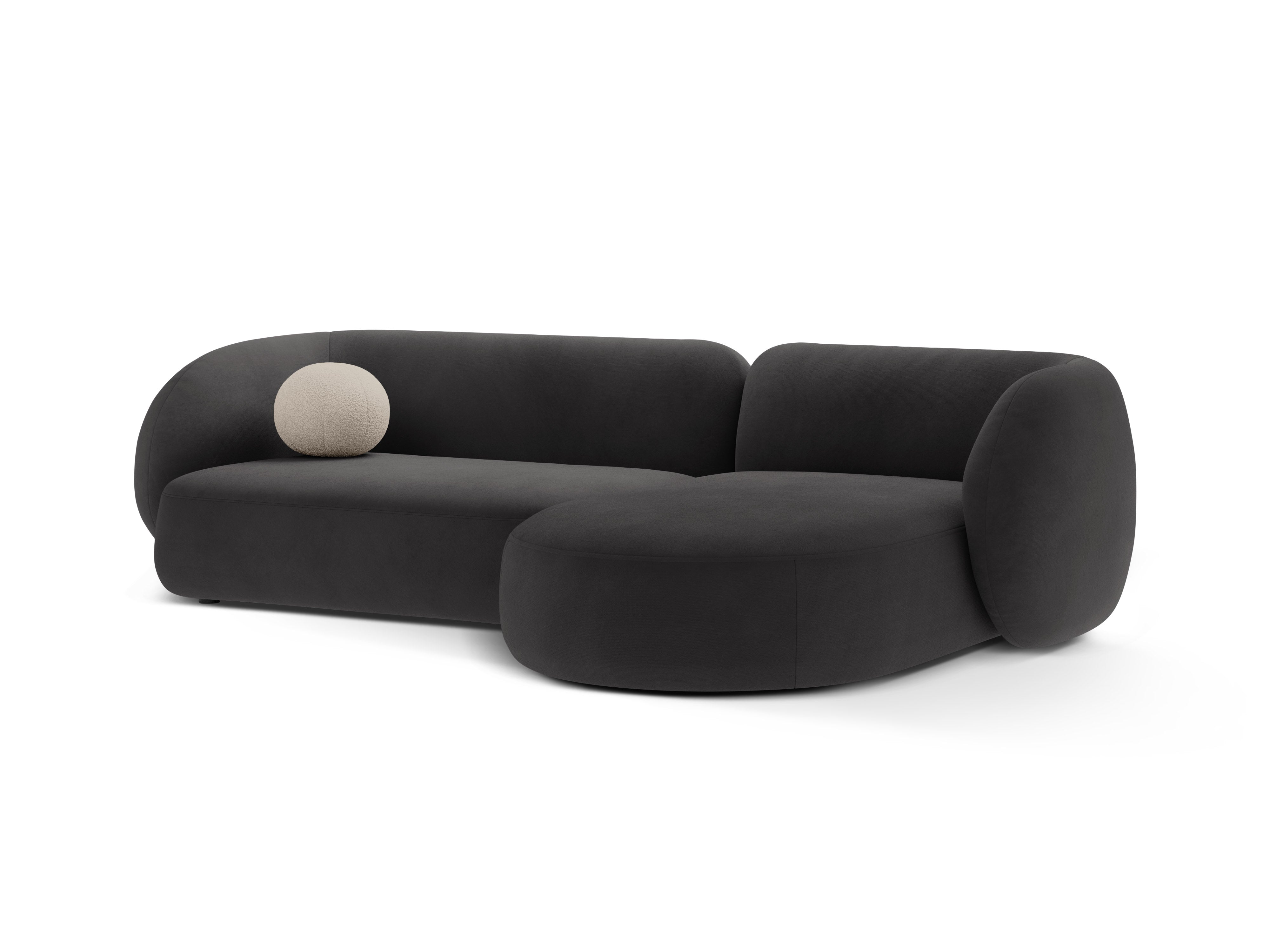 Right-facing velvet corner sofa for 3 people KATE dark gray