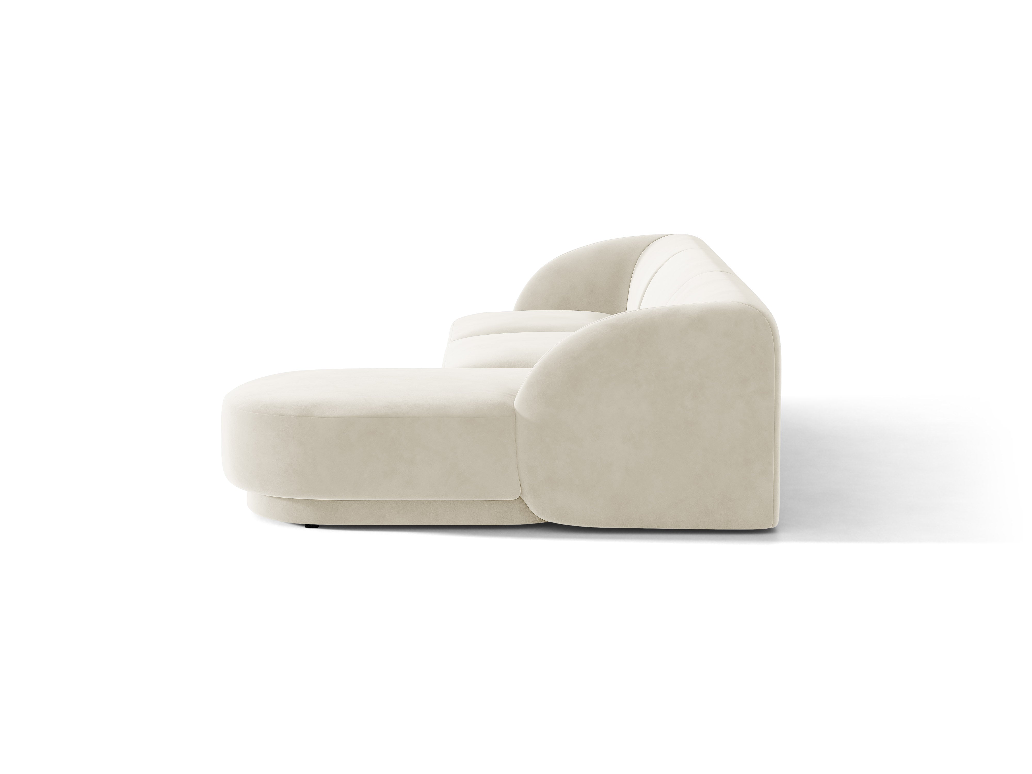 Velvet corner sofa for 4 people right-sided MILEY beige