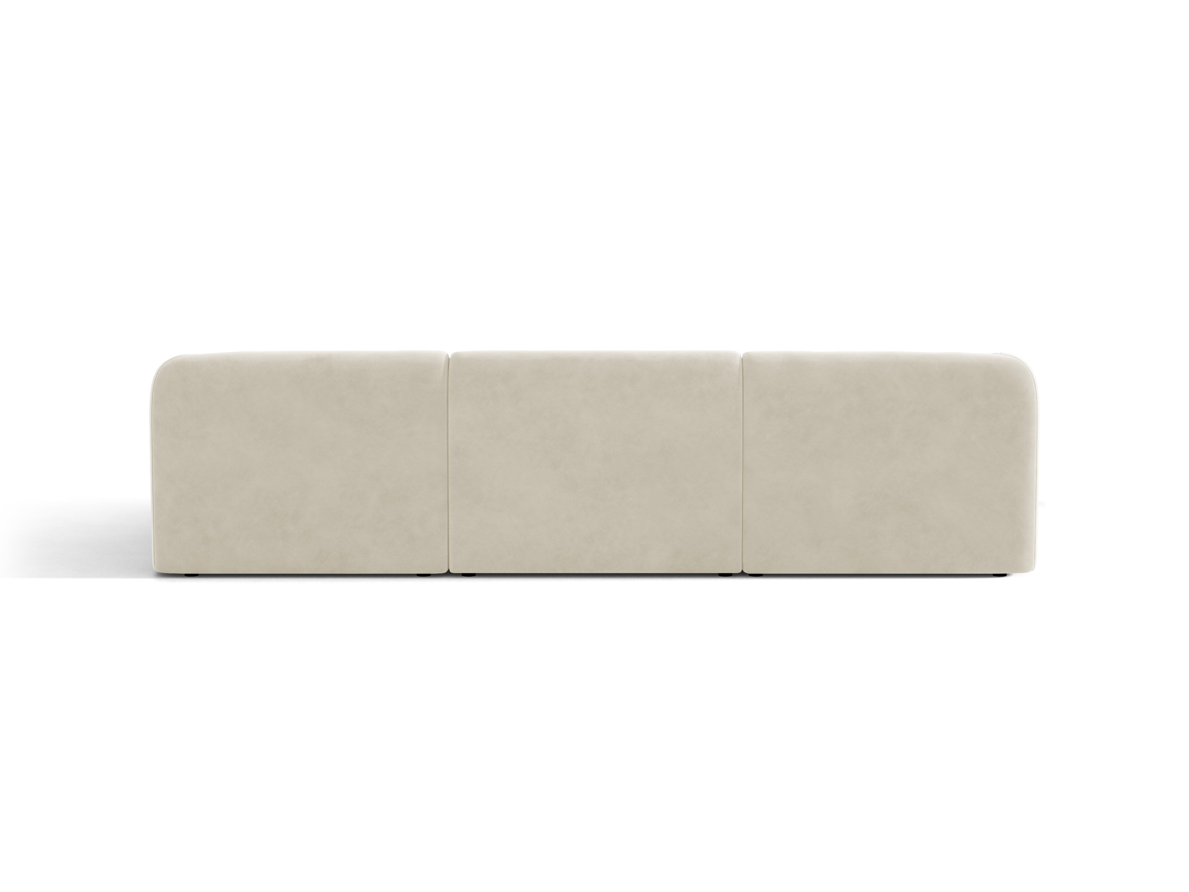 Velvet corner sofa for 4 people right-sided MILEY beige