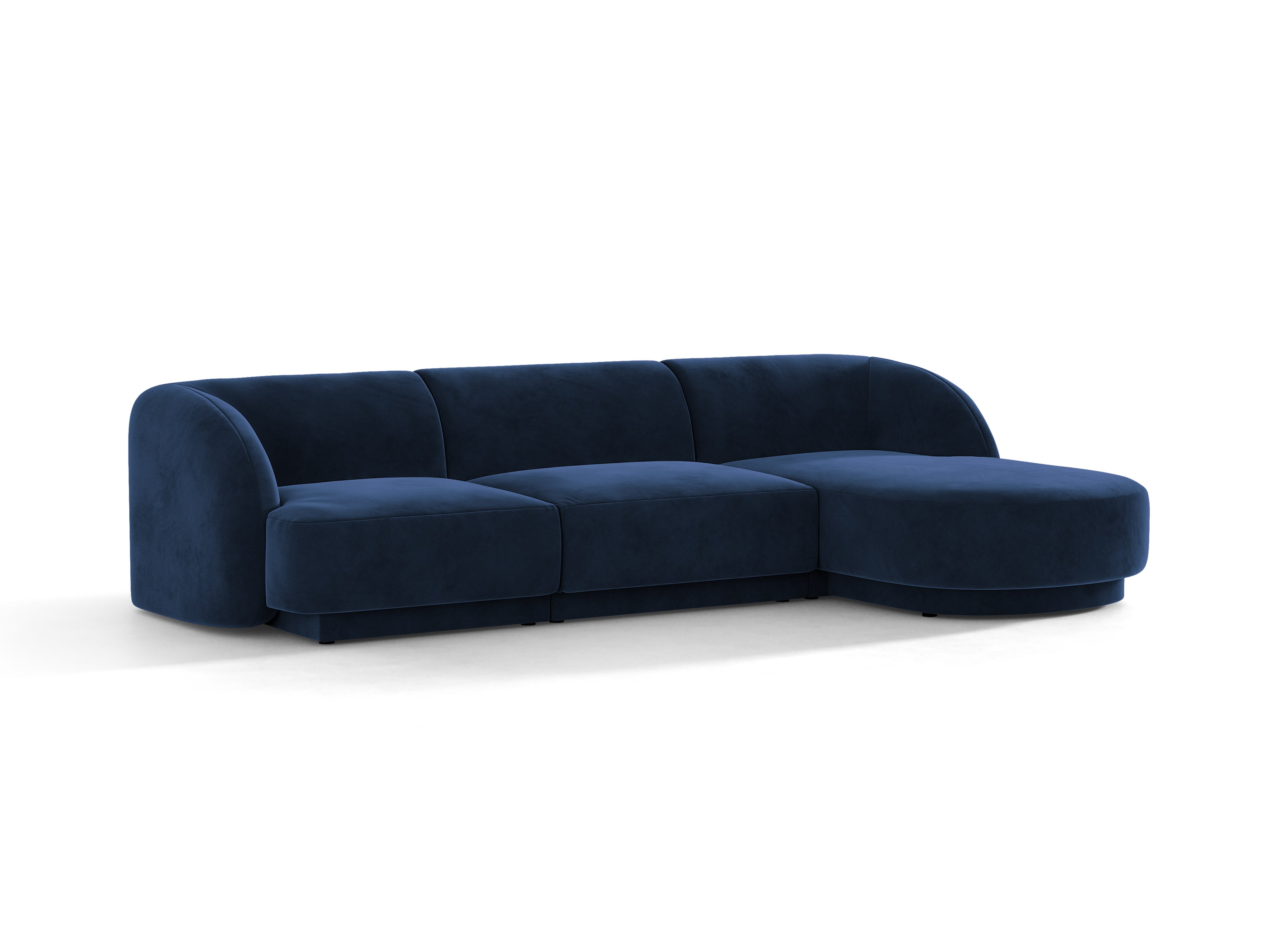 Velvet corner sofa for 4 people right-facing MILEY navy blue
