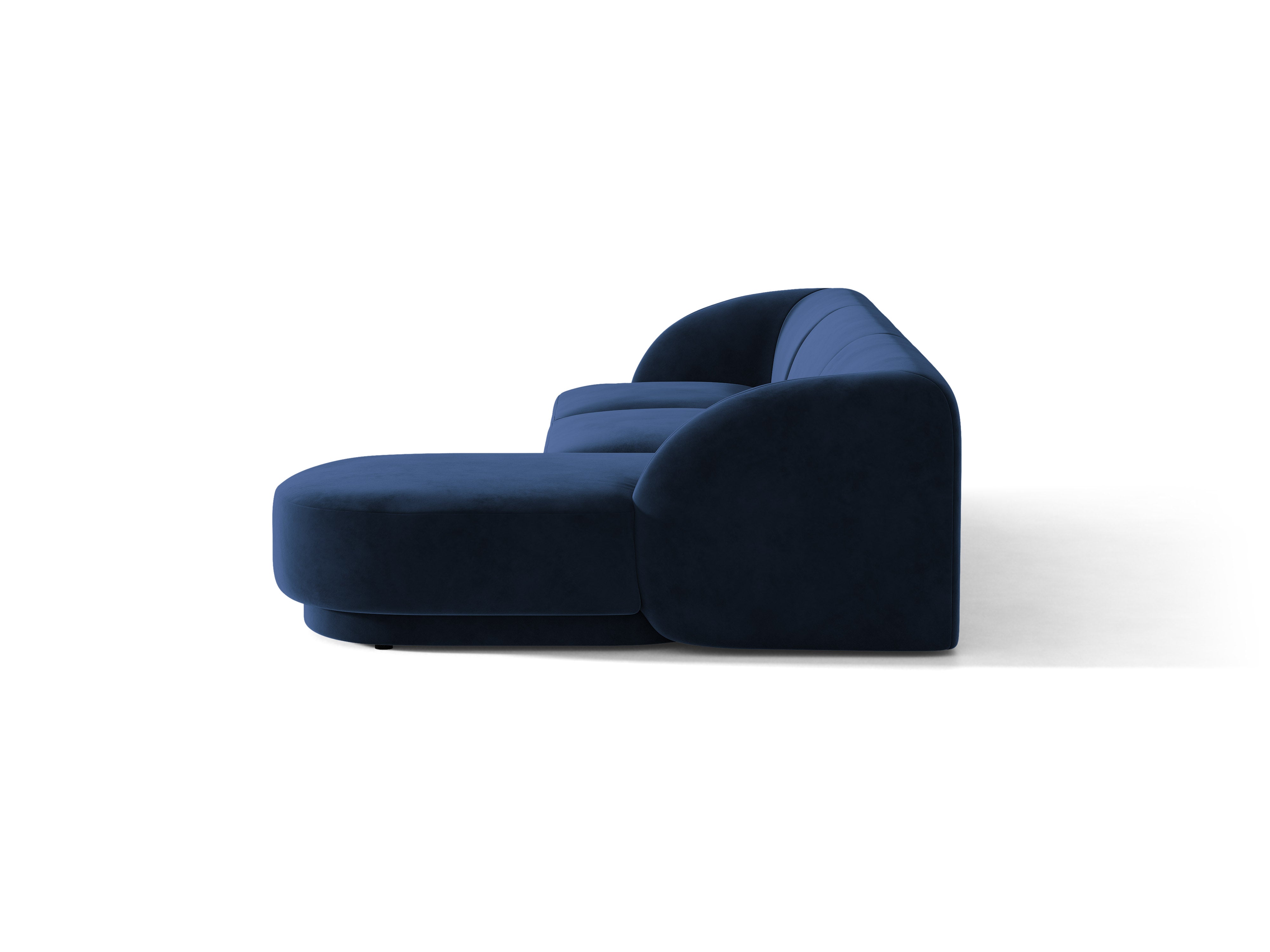 Velvet corner sofa for 4 people right-facing MILEY navy blue