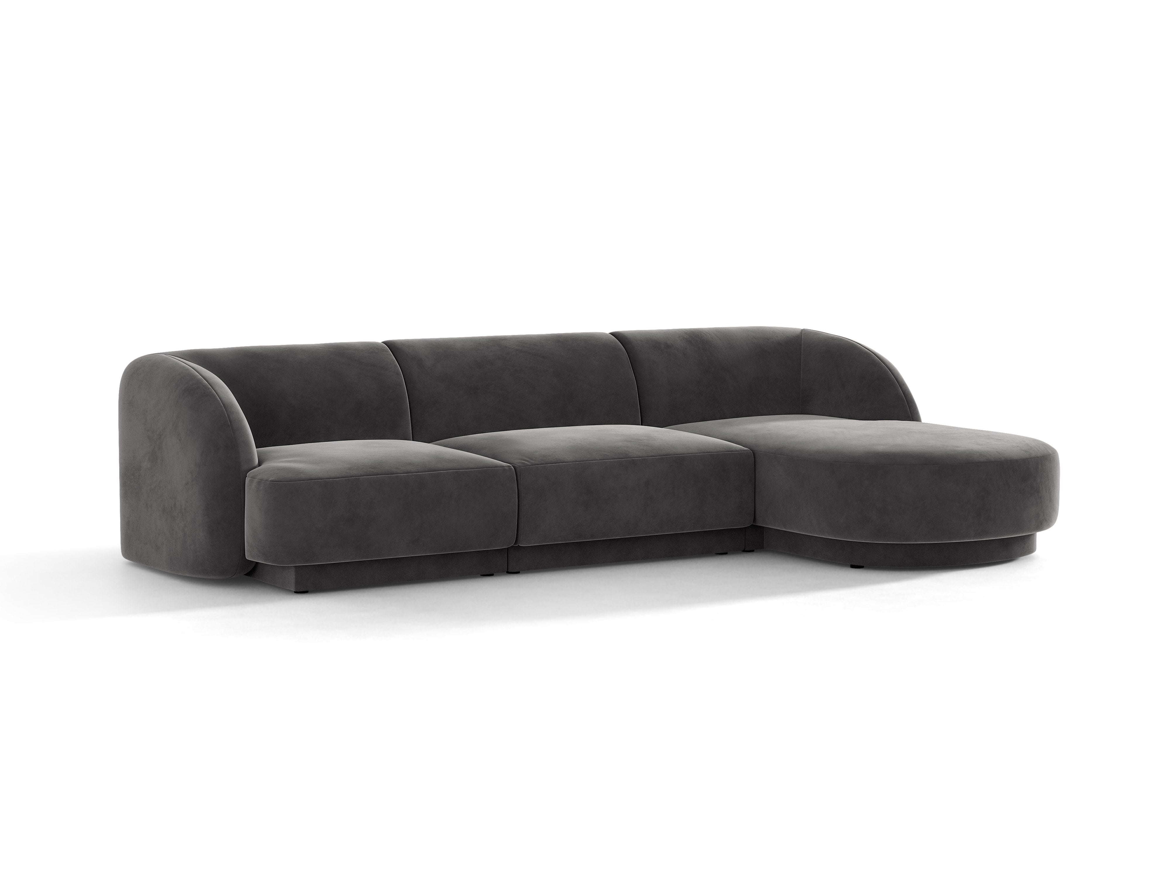 Velvet corner sofa for 4 people right-facing MILEY dark gray