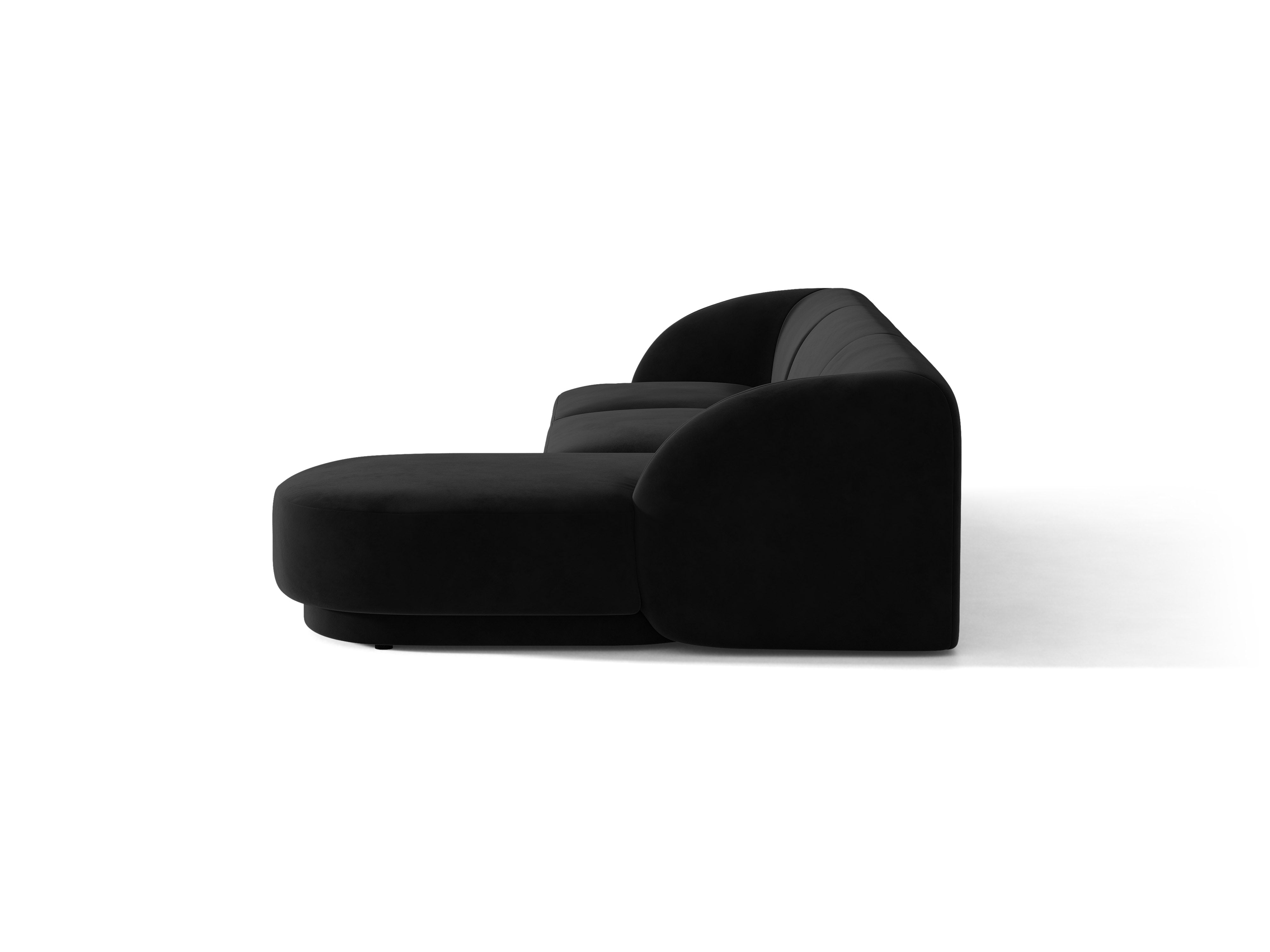 Velvet corner sofa for 4 people right-facing MILEY black