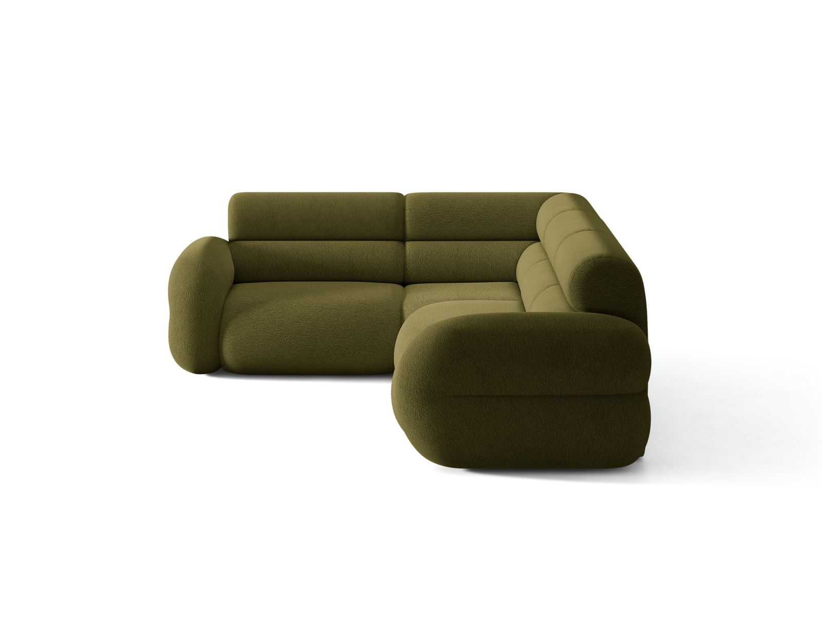 Left-facing L-shaped NEO olive boucle sectional