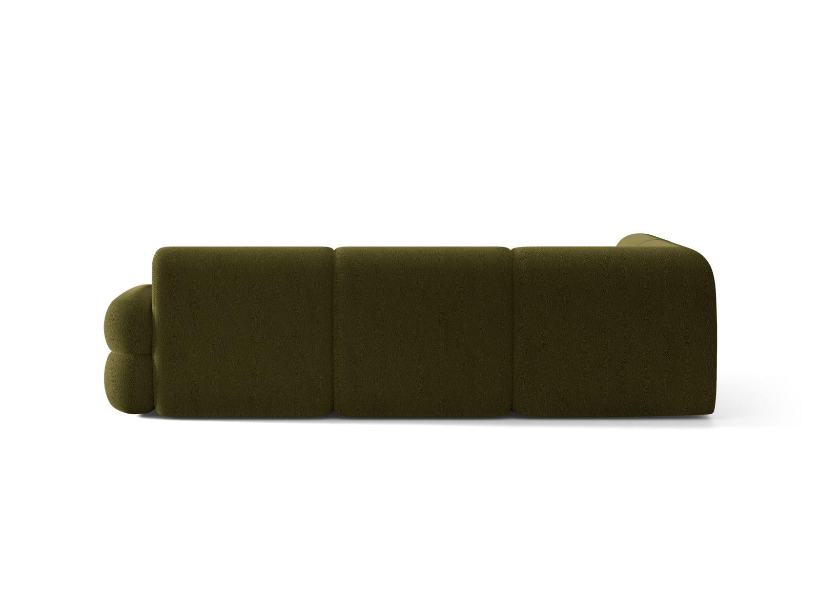 Left-facing L-shaped NEO olive boucle sectional