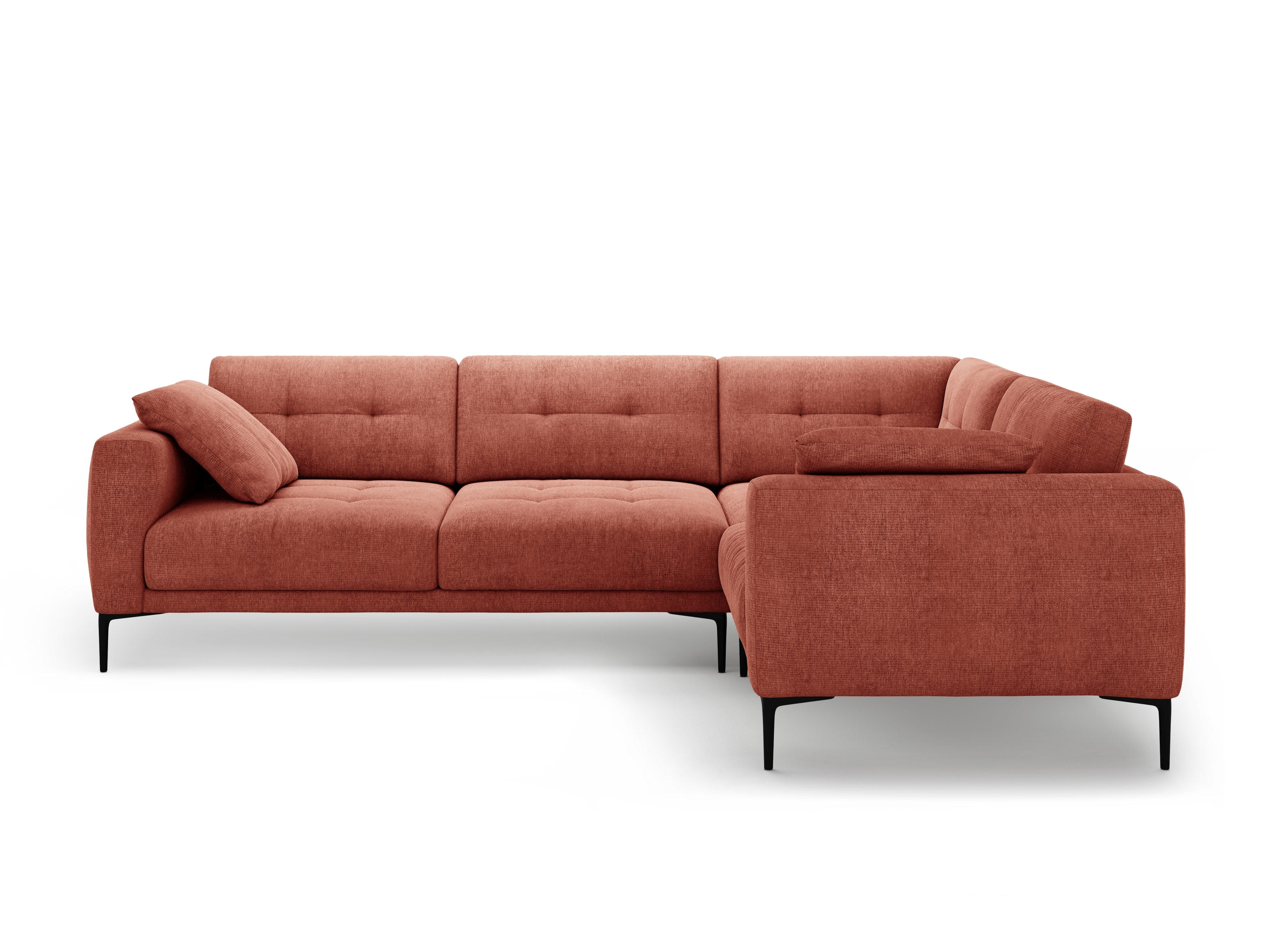Right-facing L-shaped corner sofa BEMY coral chenille