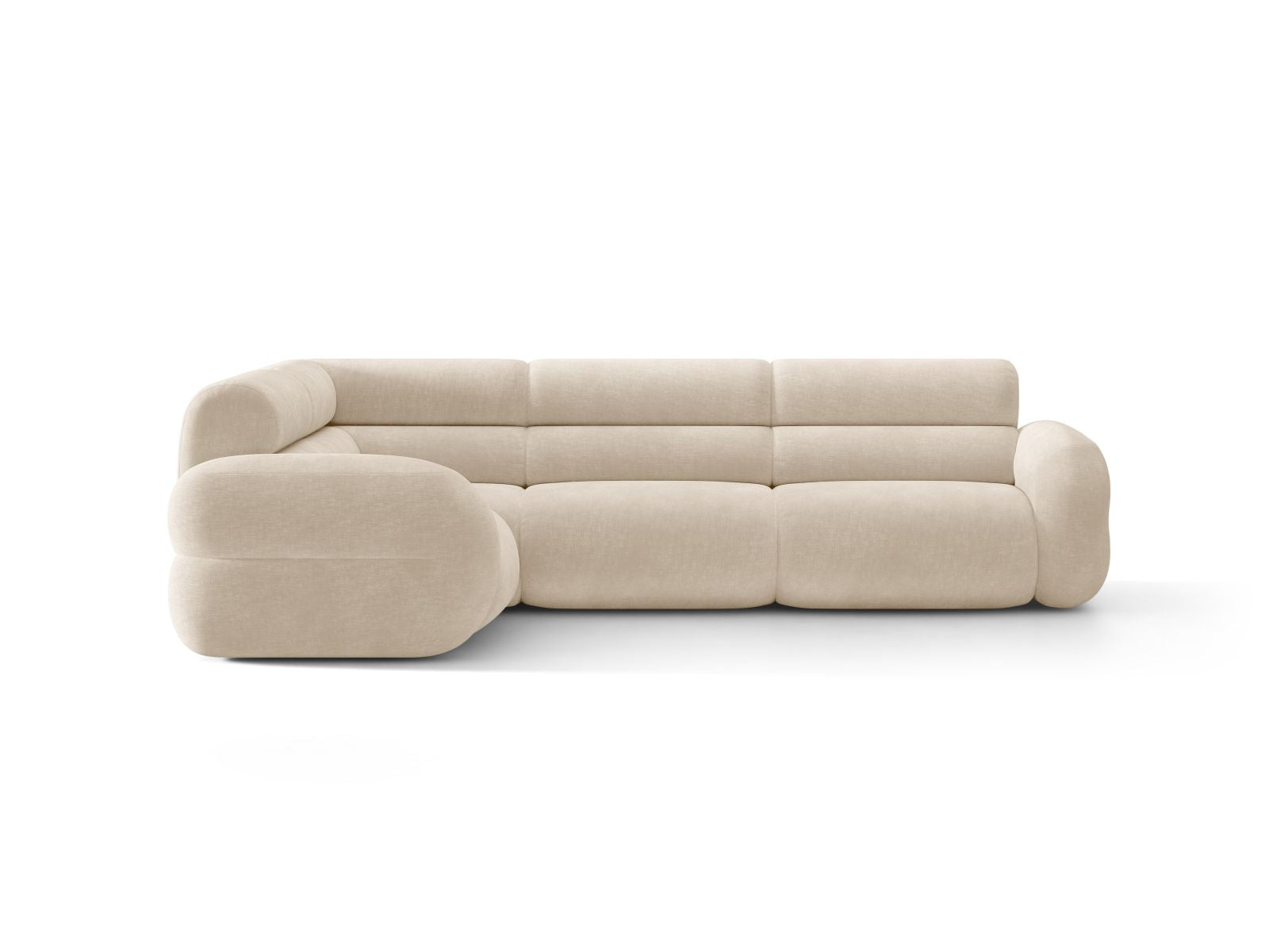 Left-facing L-shaped NEO corner sofa in light beige chenille