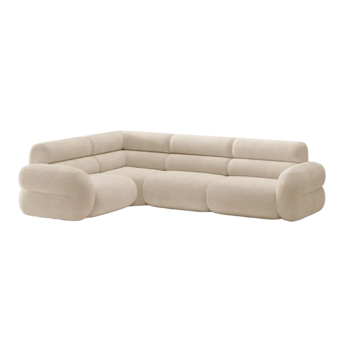 Left-facing L-shaped NEO corner sofa in light beige chenille
