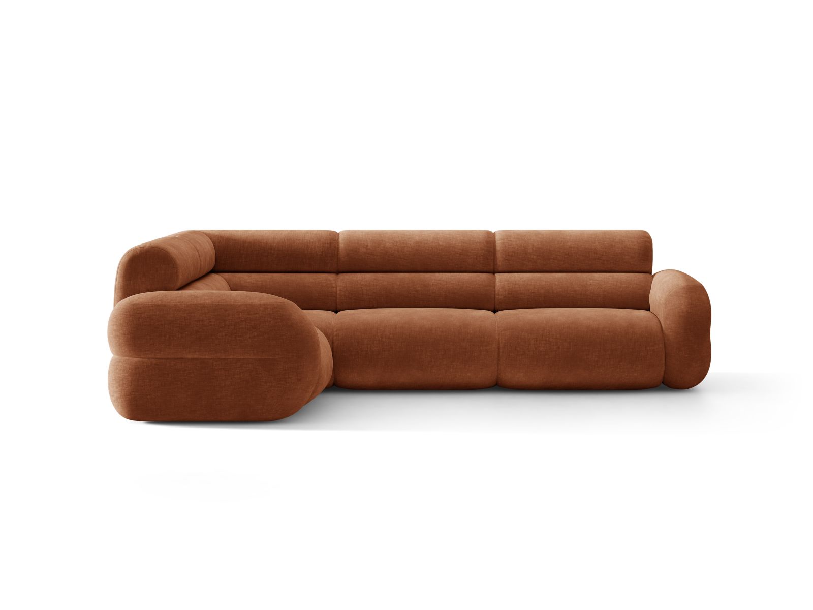 Left-facing L-shaped NEO corner sofa in brick chenille