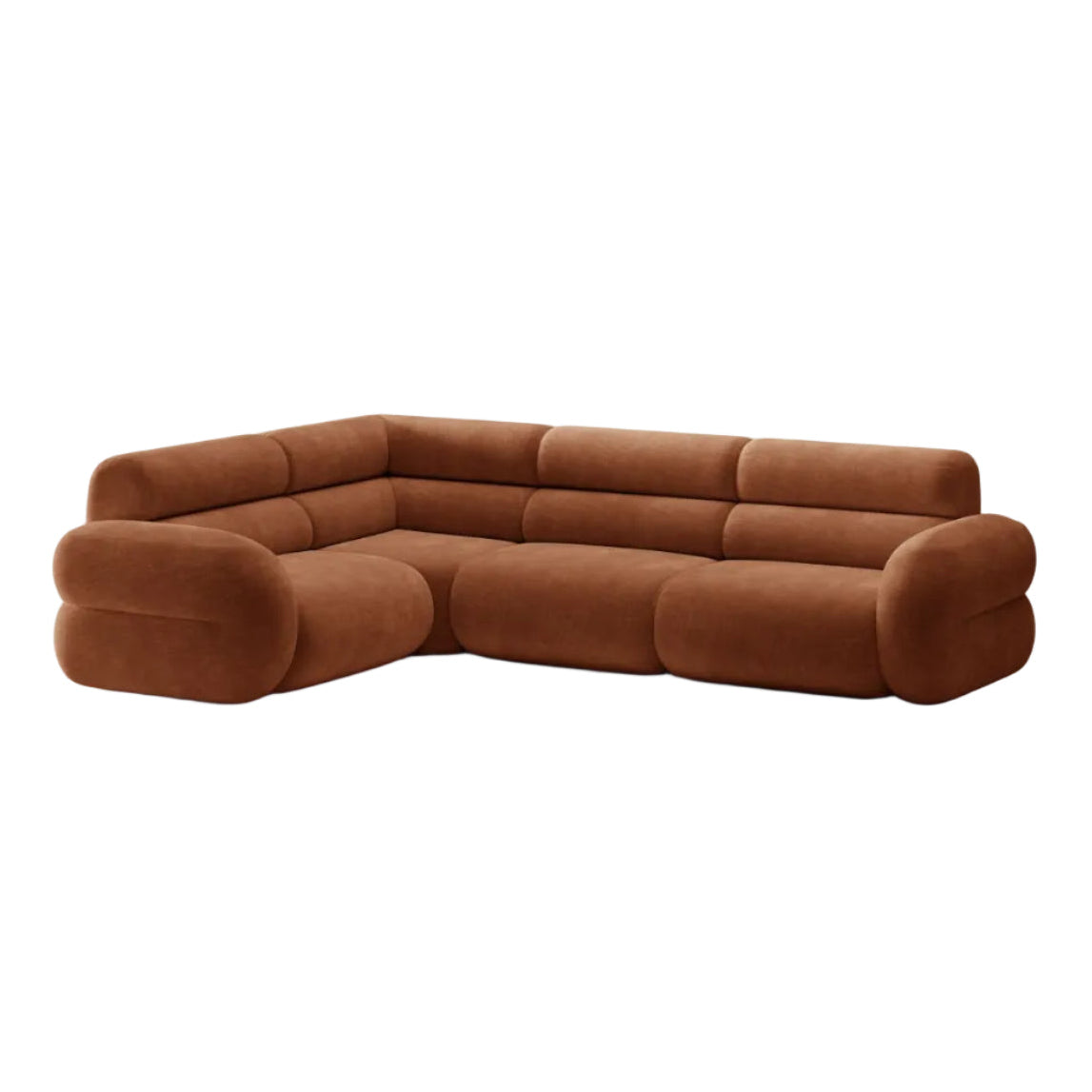 Left-facing L-shaped NEO corner sofa in brick chenille