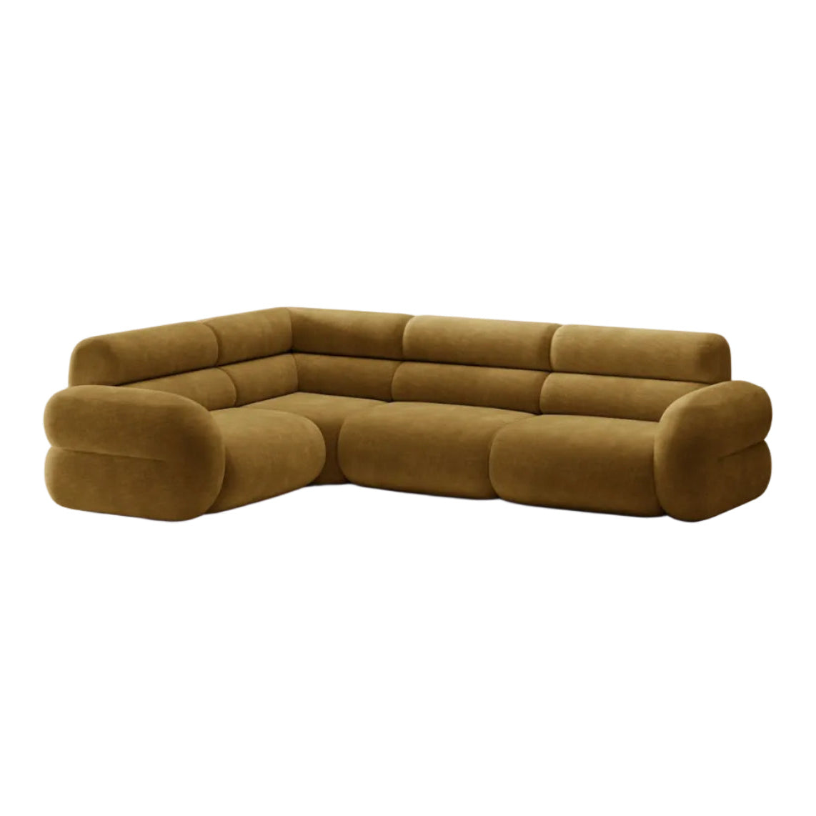 Left-facing L-shaped NEO mustard chenille corner sofa