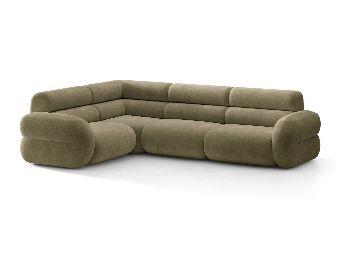 Left-facing L-shaped NEO olive chenille corner sofa