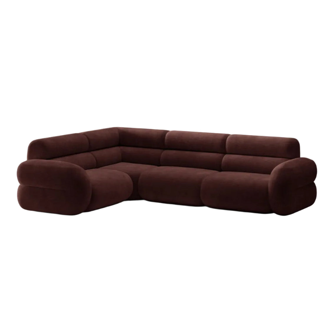 Left-facing L-shaped NEO cherry chenille corner sofa