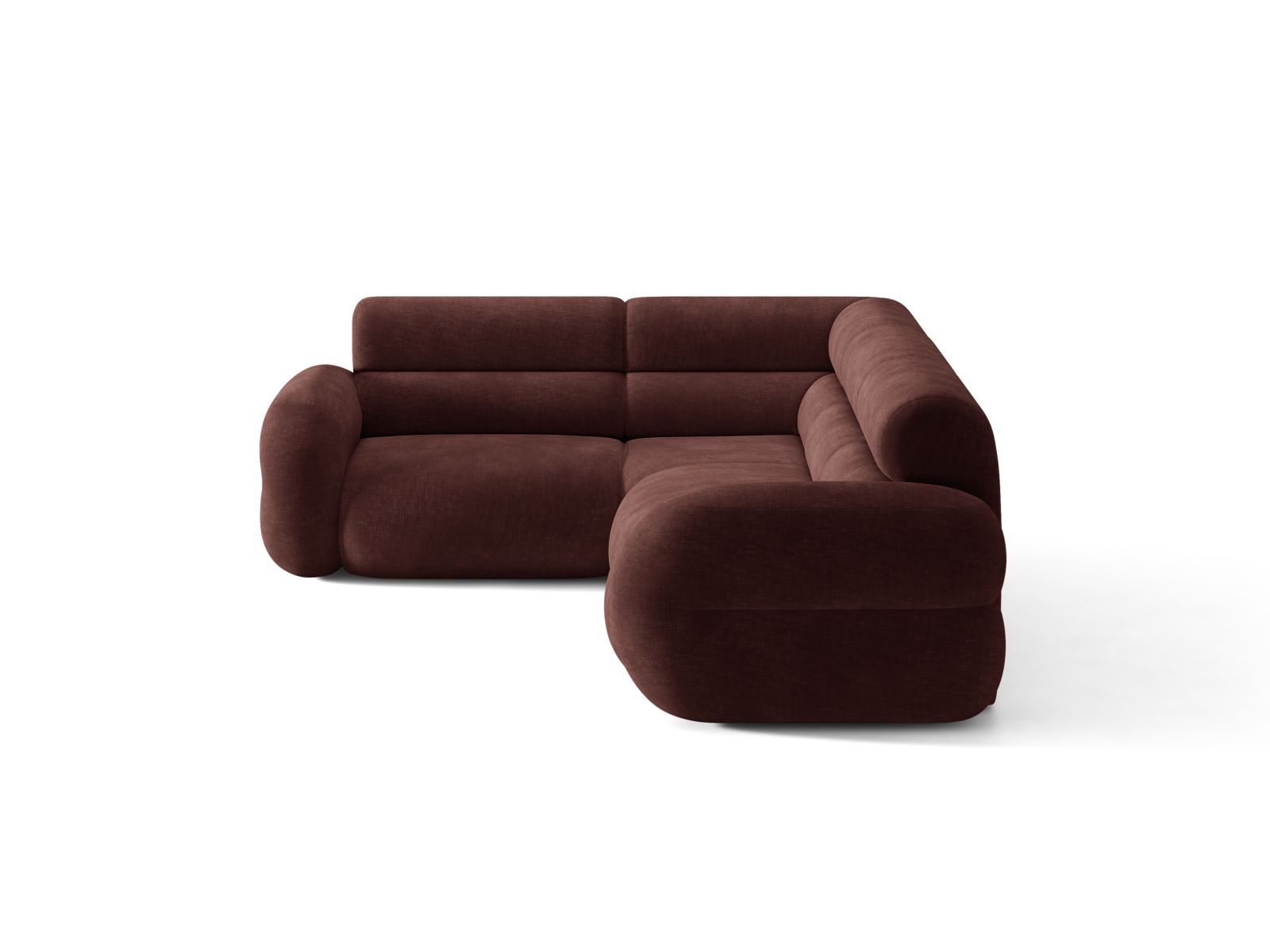 Left-facing L-shaped NEO cherry chenille corner sofa