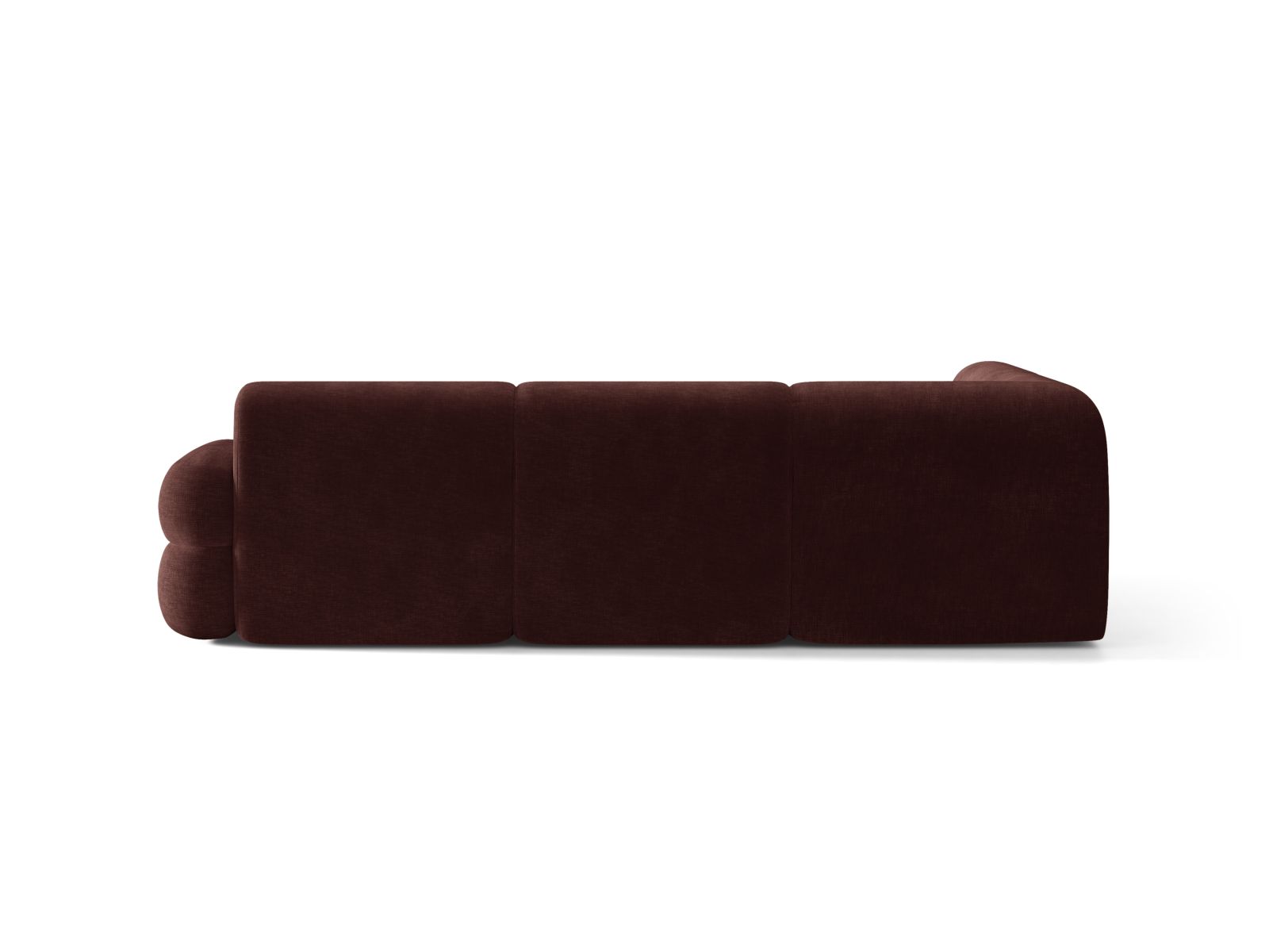 Right-facing L-shaped NEO cherry chenille corner sofa
