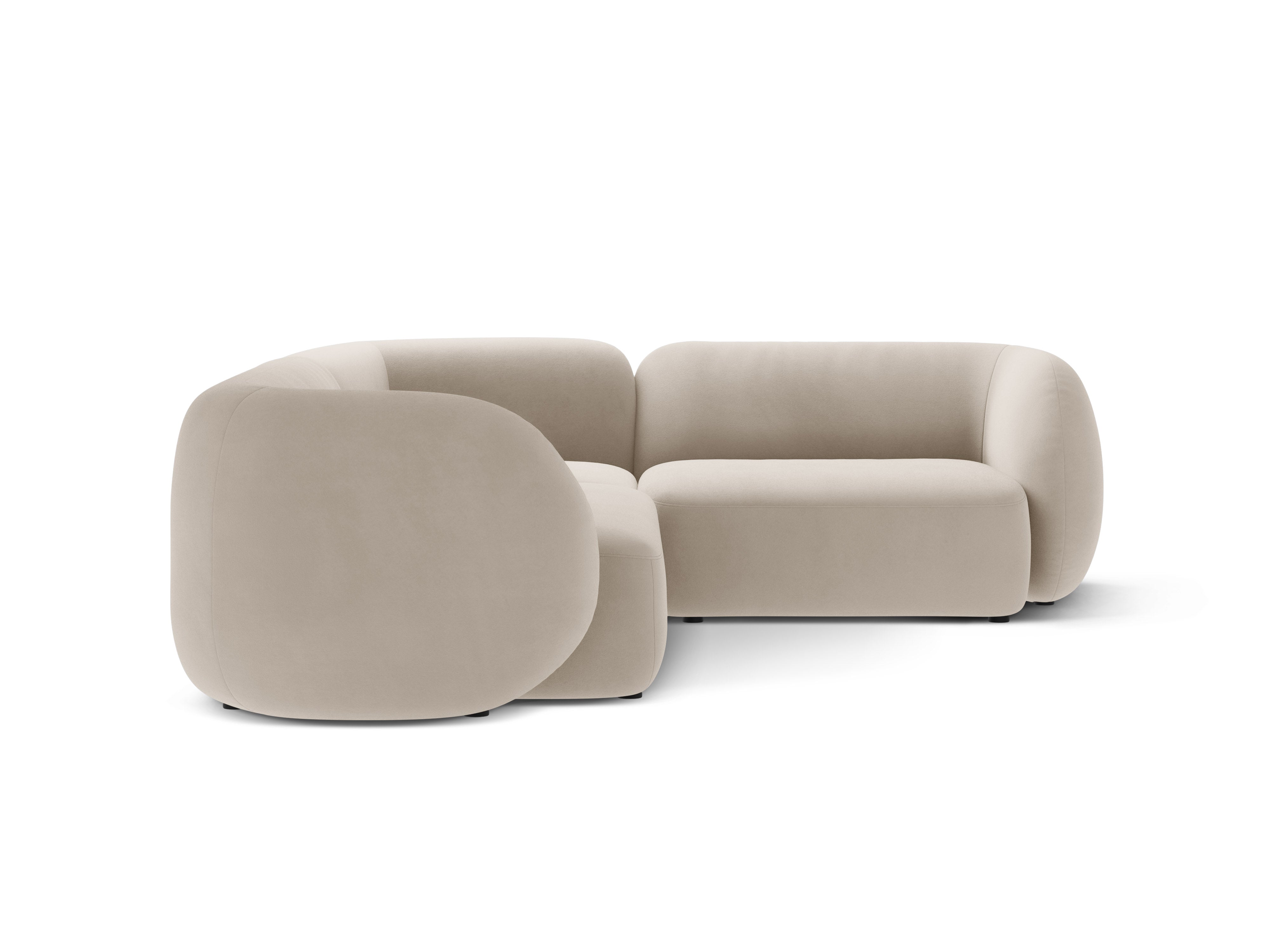 Right-facing velvet corner sofa for 4 people KATE beige