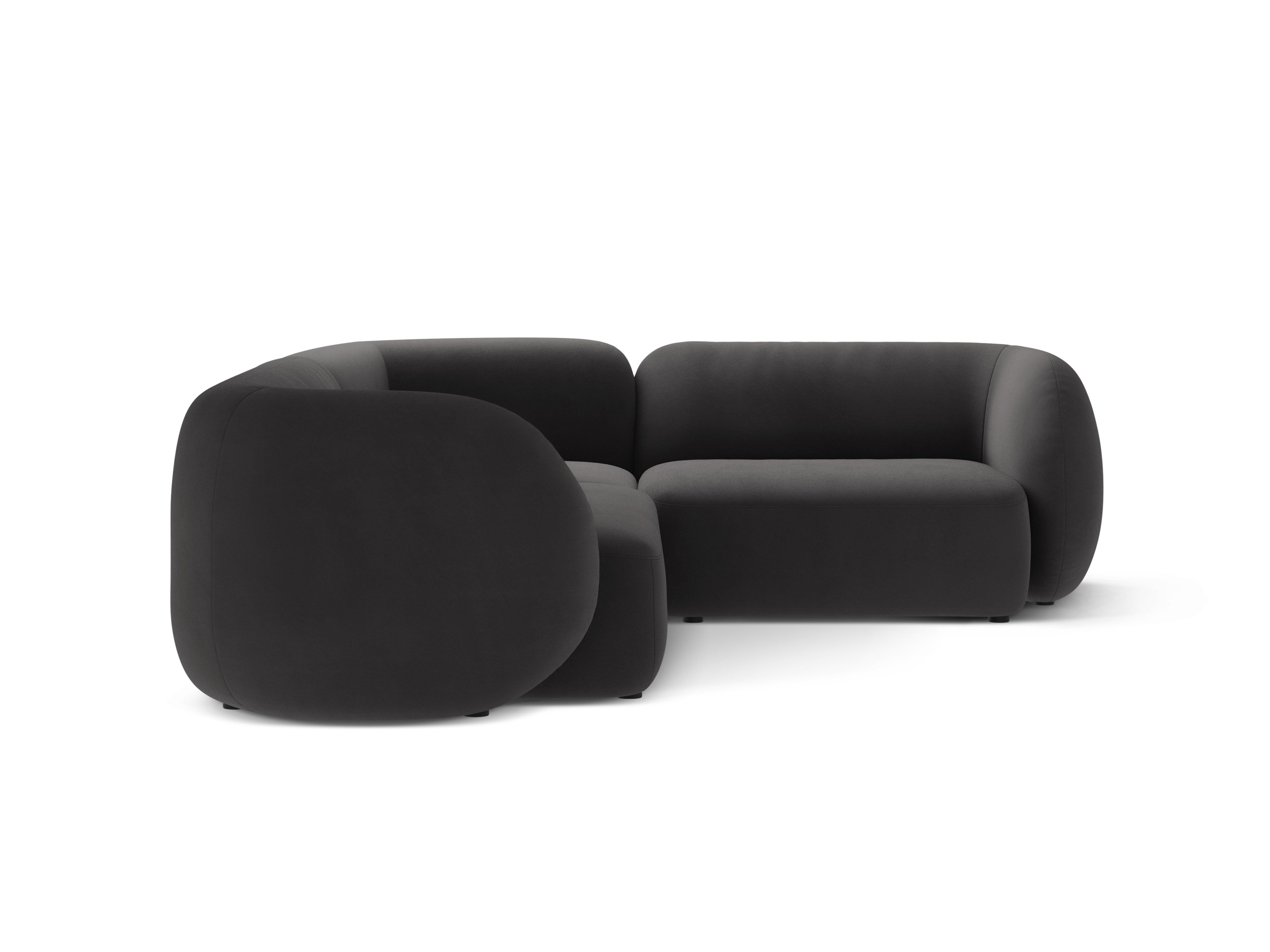 Right-facing velvet corner sofa for 4 people KATE dark gray