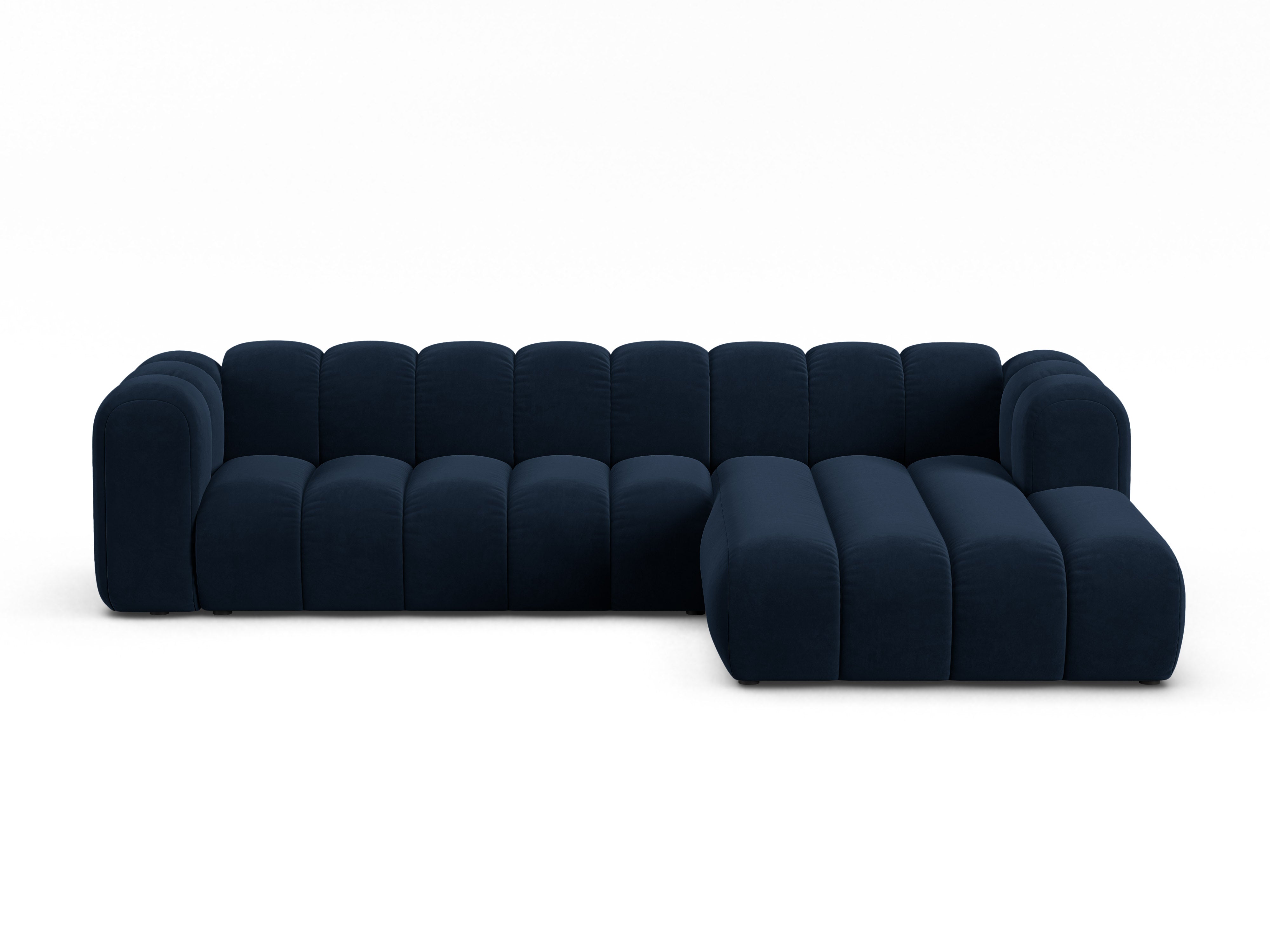 Velvet corner sofa for 4 people right-facing LUPINE navy blue