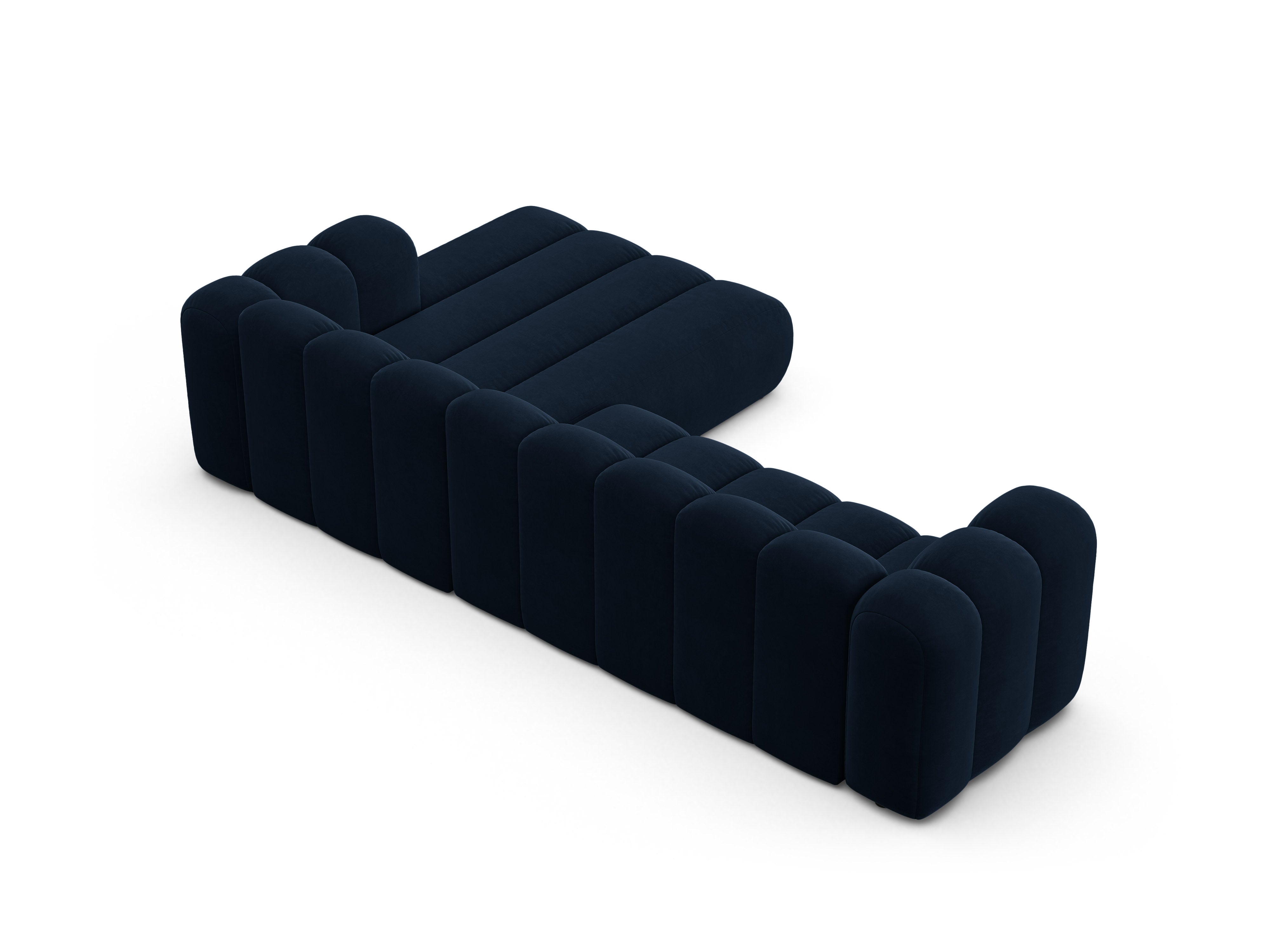 Velvet corner sofa for 4 people right-facing LUPINE navy blue
