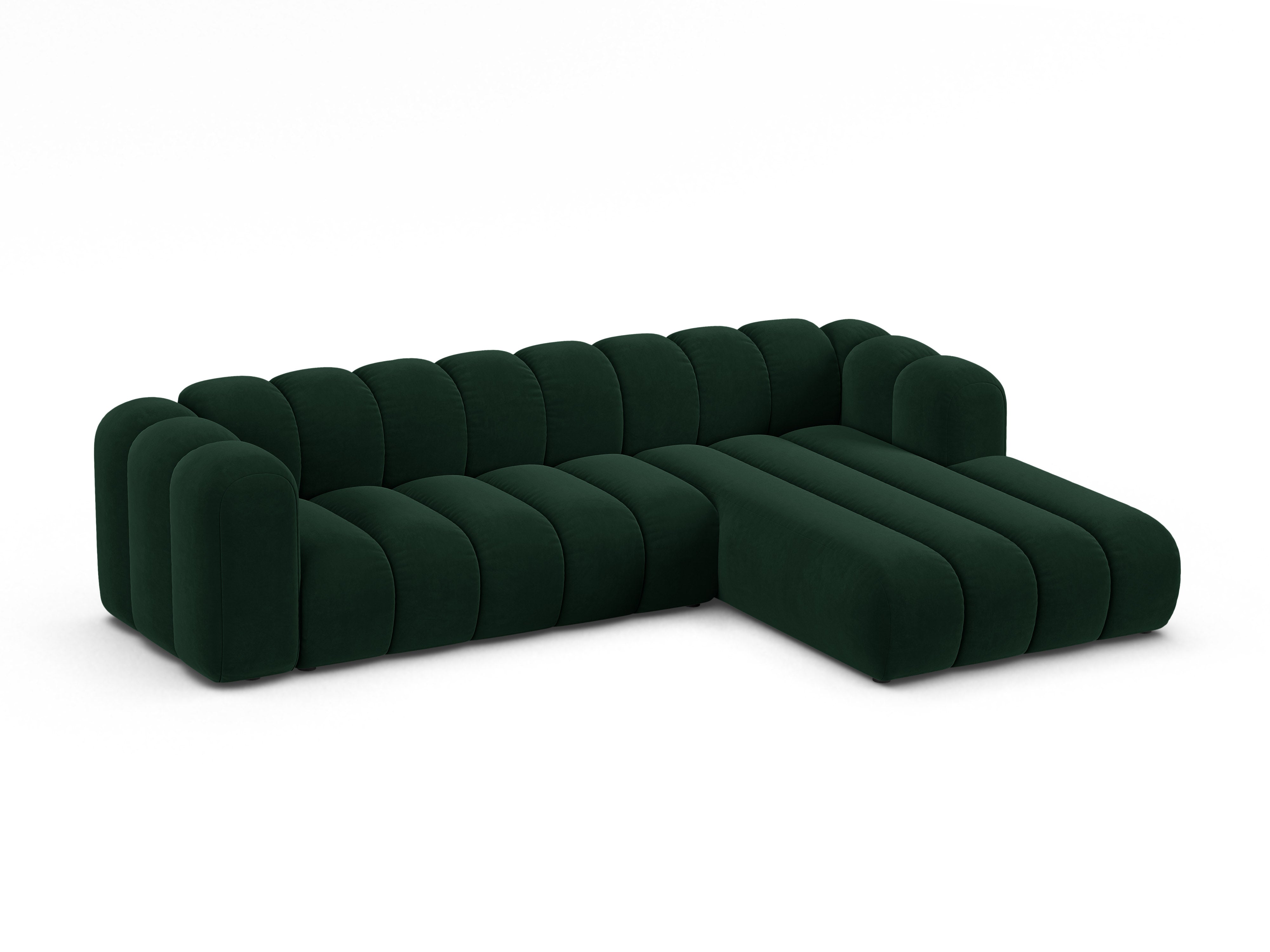 Velvet corner sofa for 4 people right-facing LUPINE bottle green