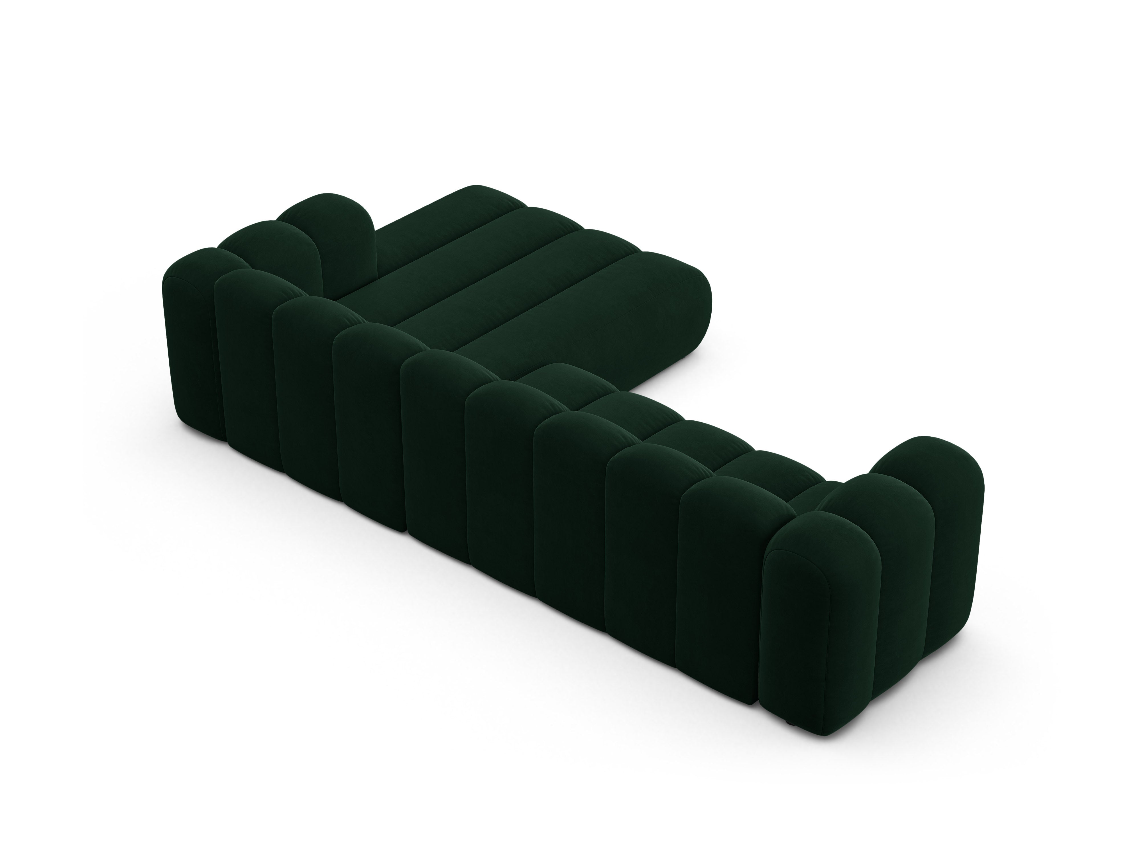 Velvet corner sofa for 4 people right-facing LUPINE bottle green