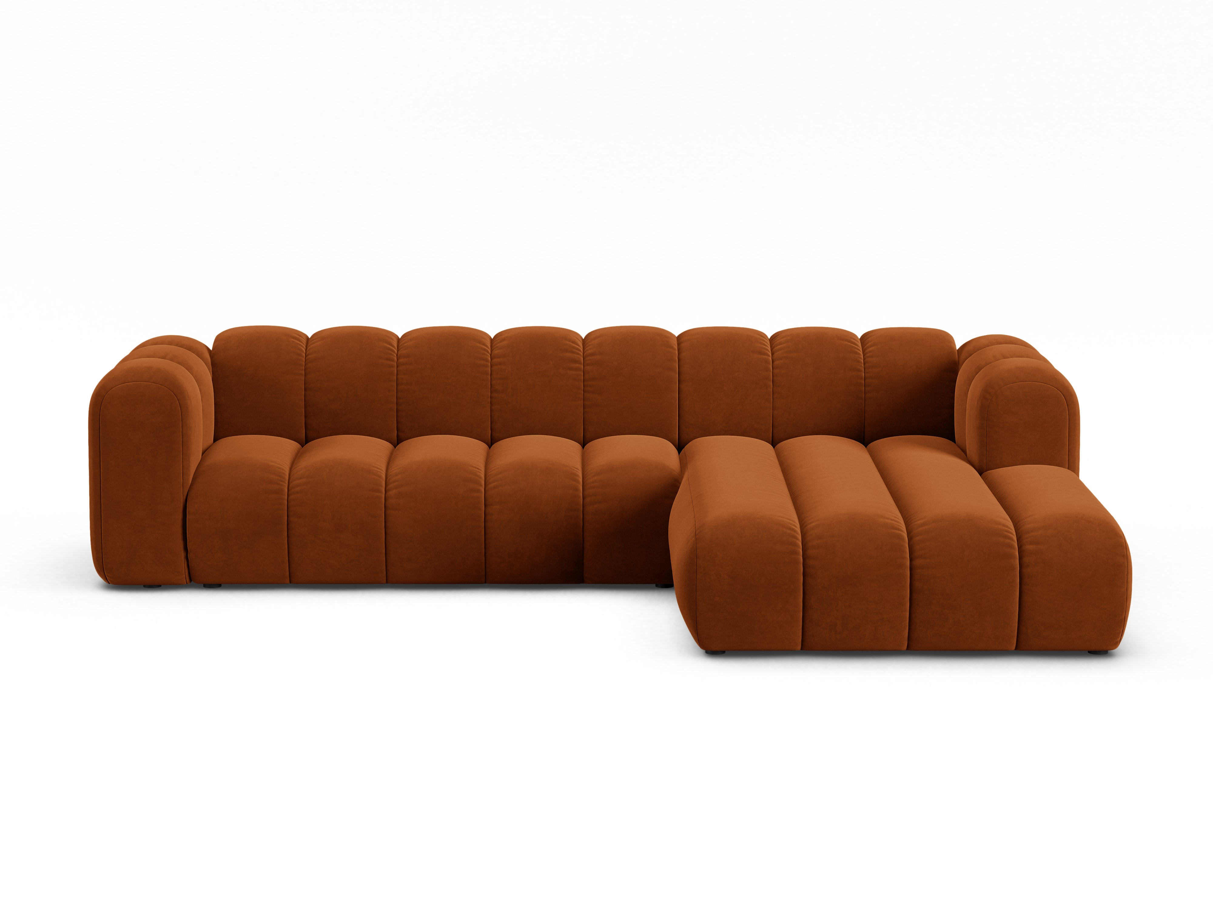 Velvet corner sofa for 4 people right-facing LUPINE brick red