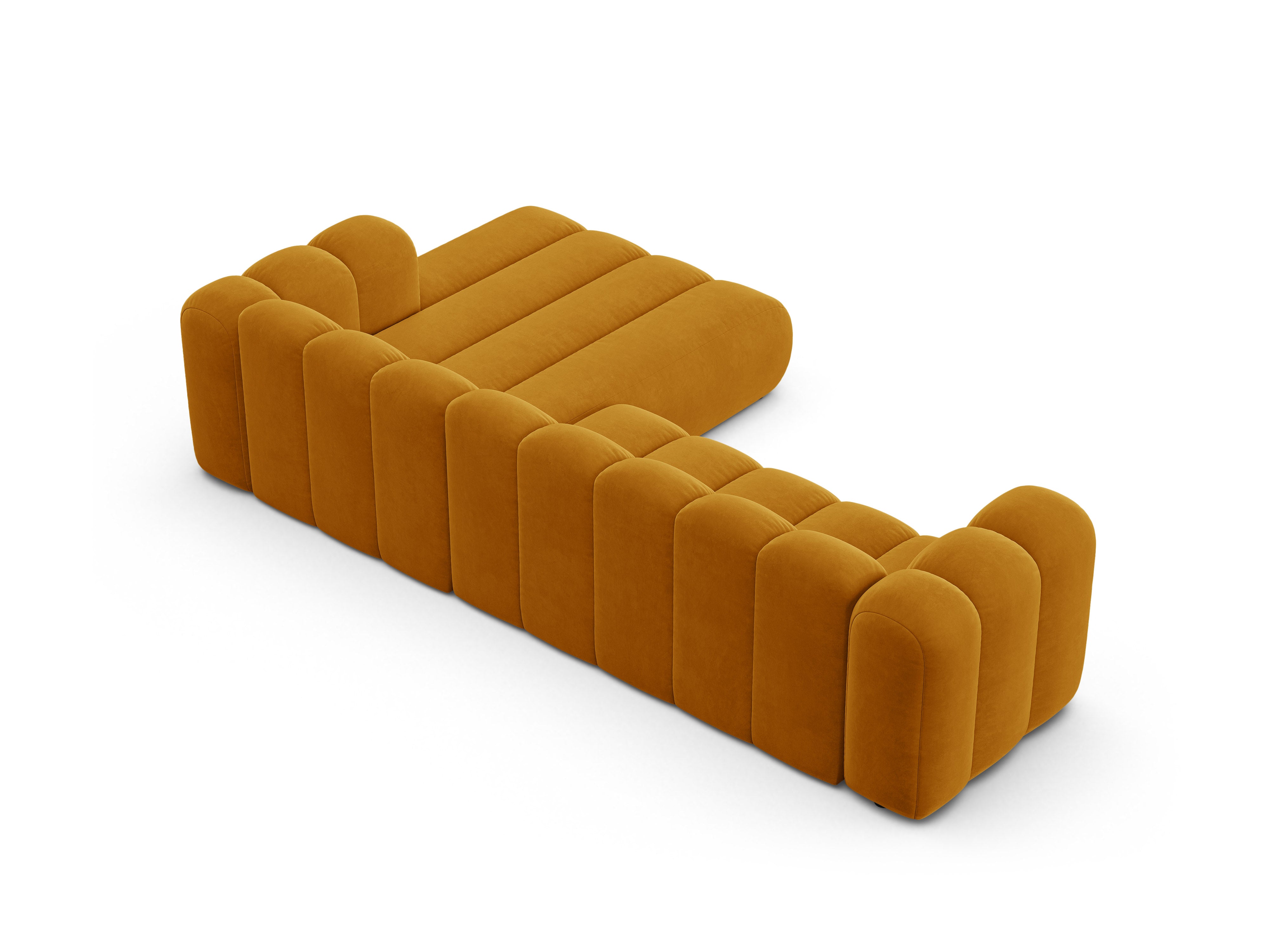 Velvet corner sofa for 4 people right-sided LUPINE mustard