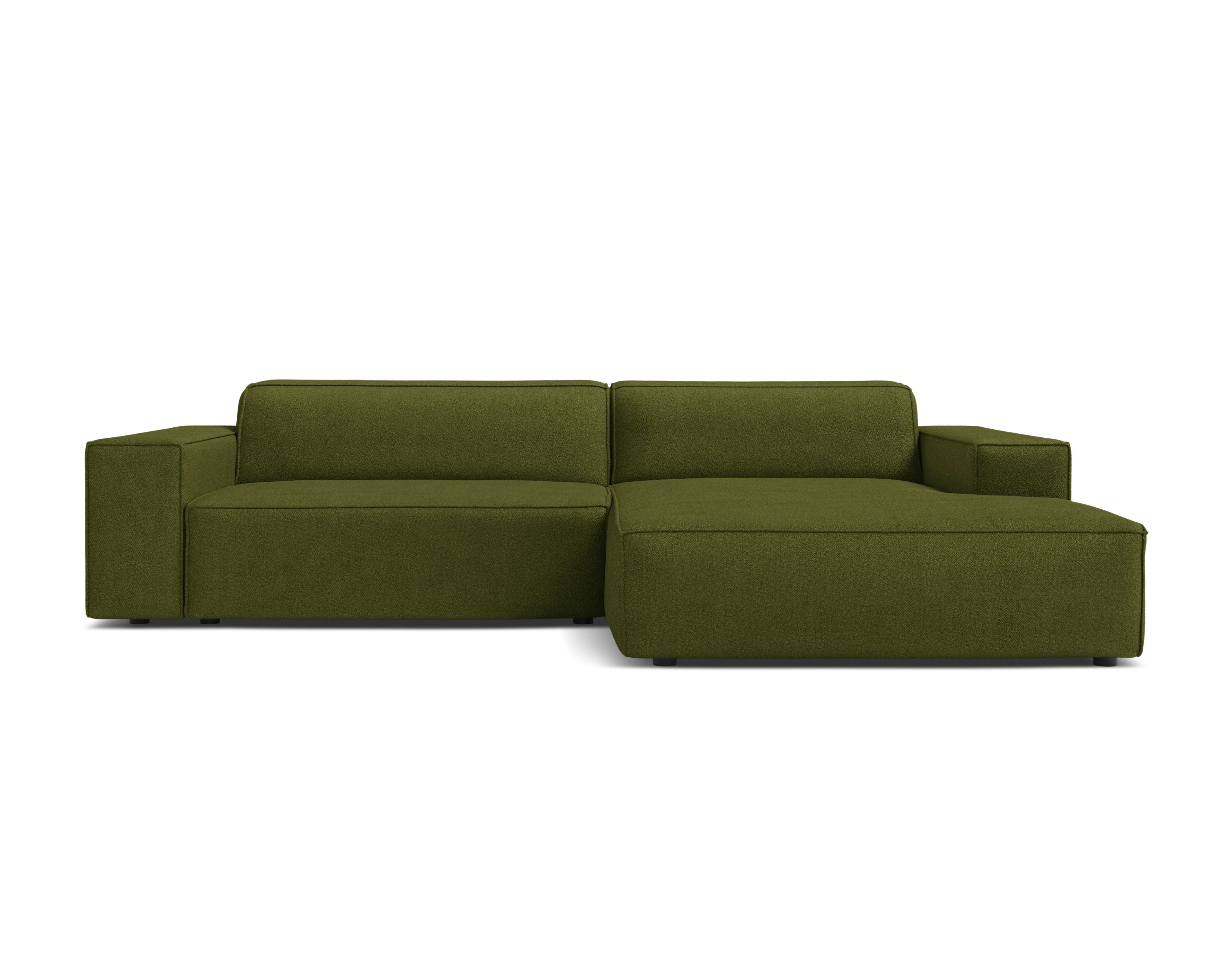 Right-facing 3-seater sofa JODIE in olive boucle