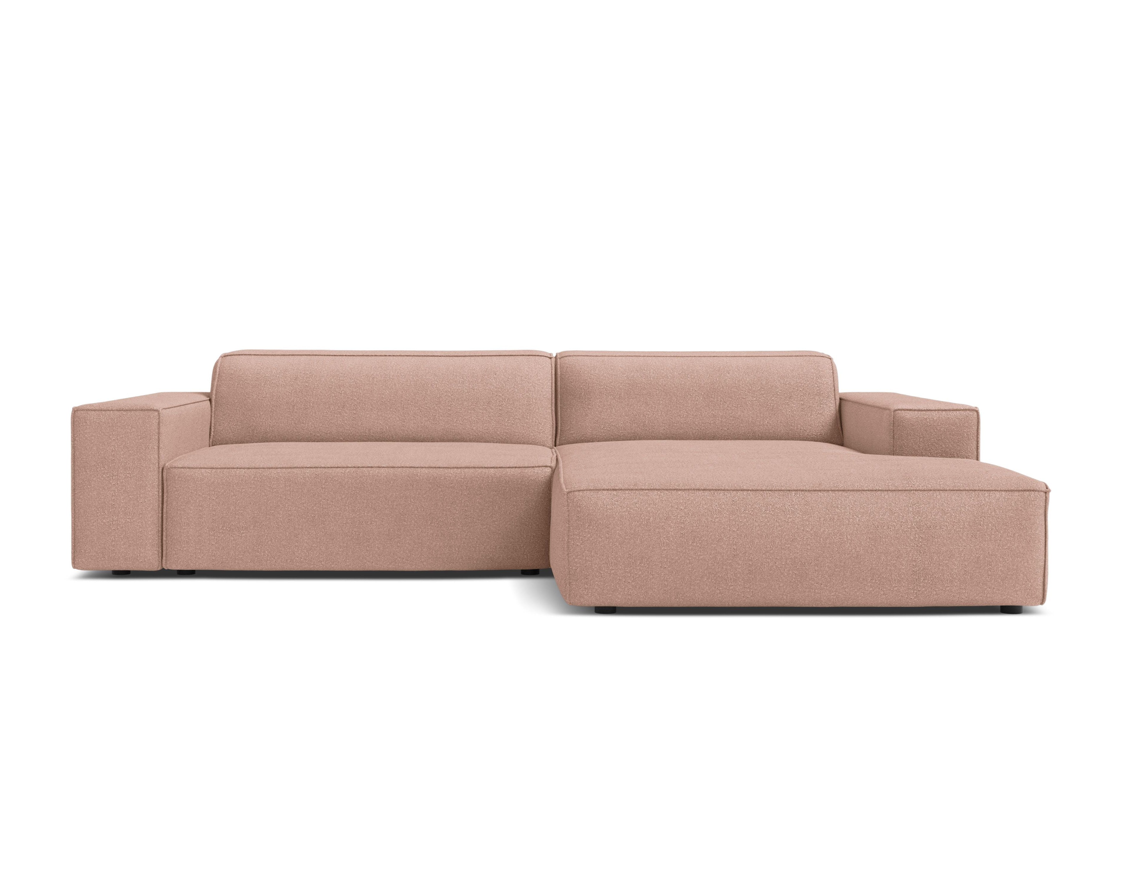 Right-facing 3-seater sofa JODIE in powder pink boucle