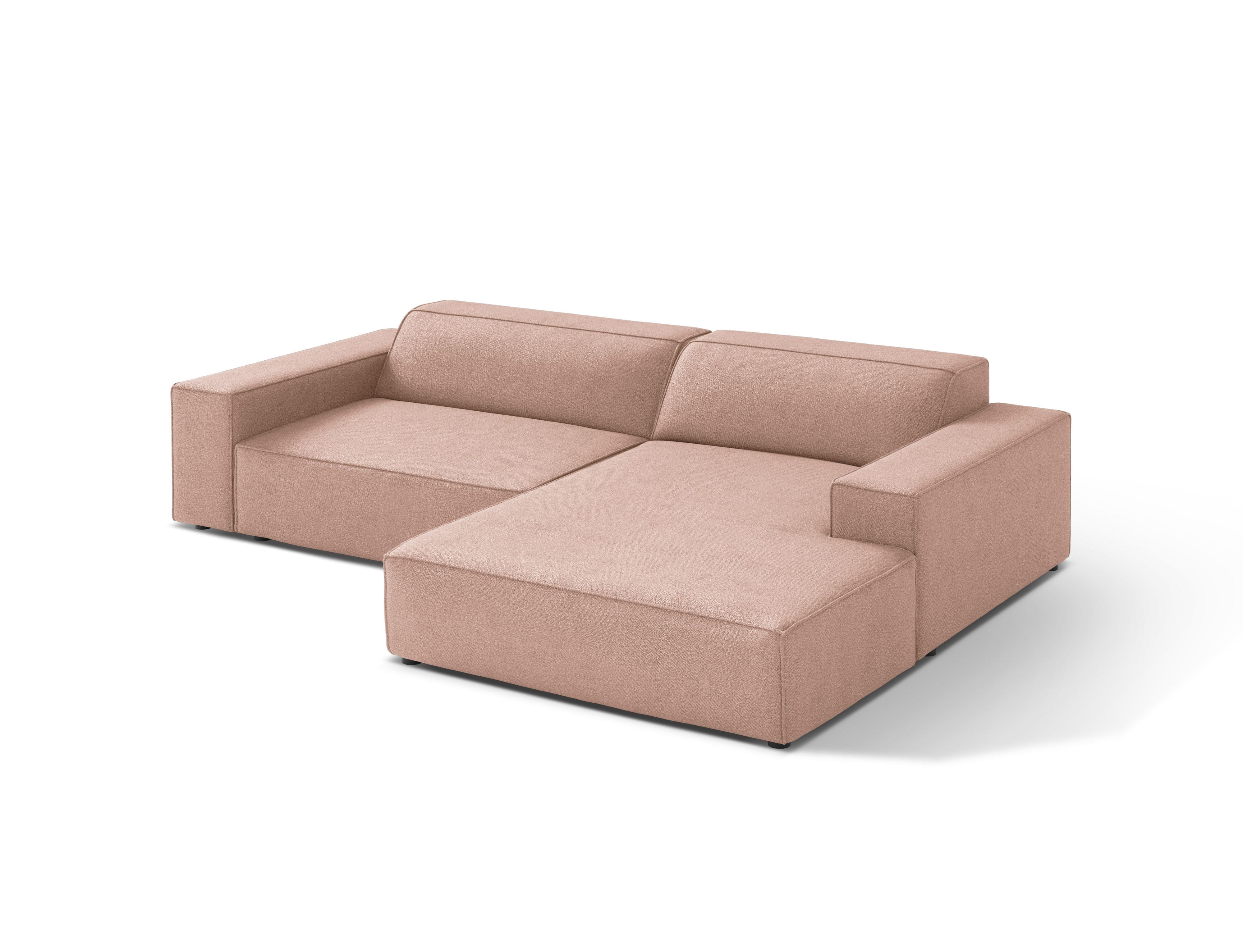 Right-facing 3-seater sofa JODIE in powder pink boucle