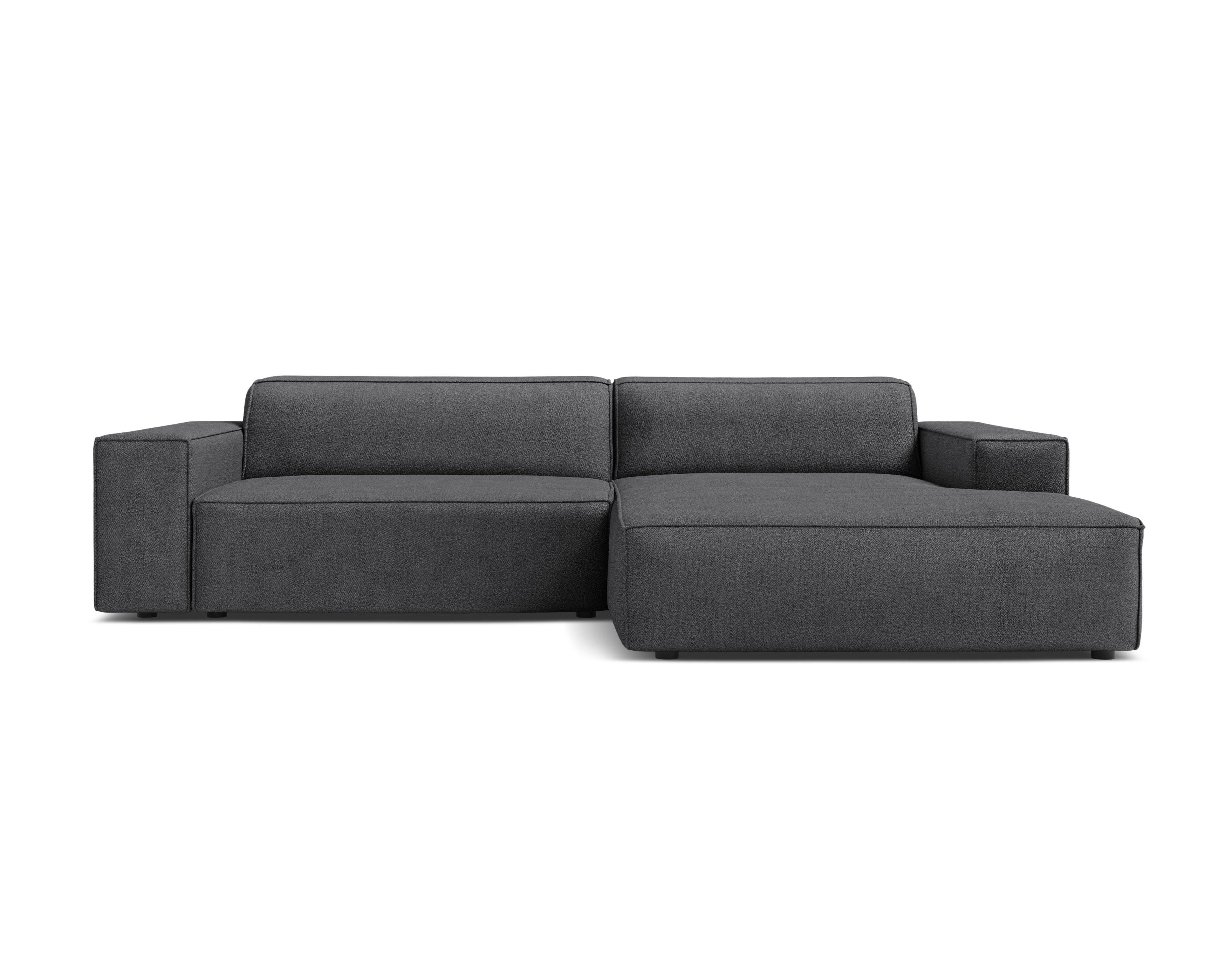 Right-facing 3-seater sofa JODIE in gray boucle