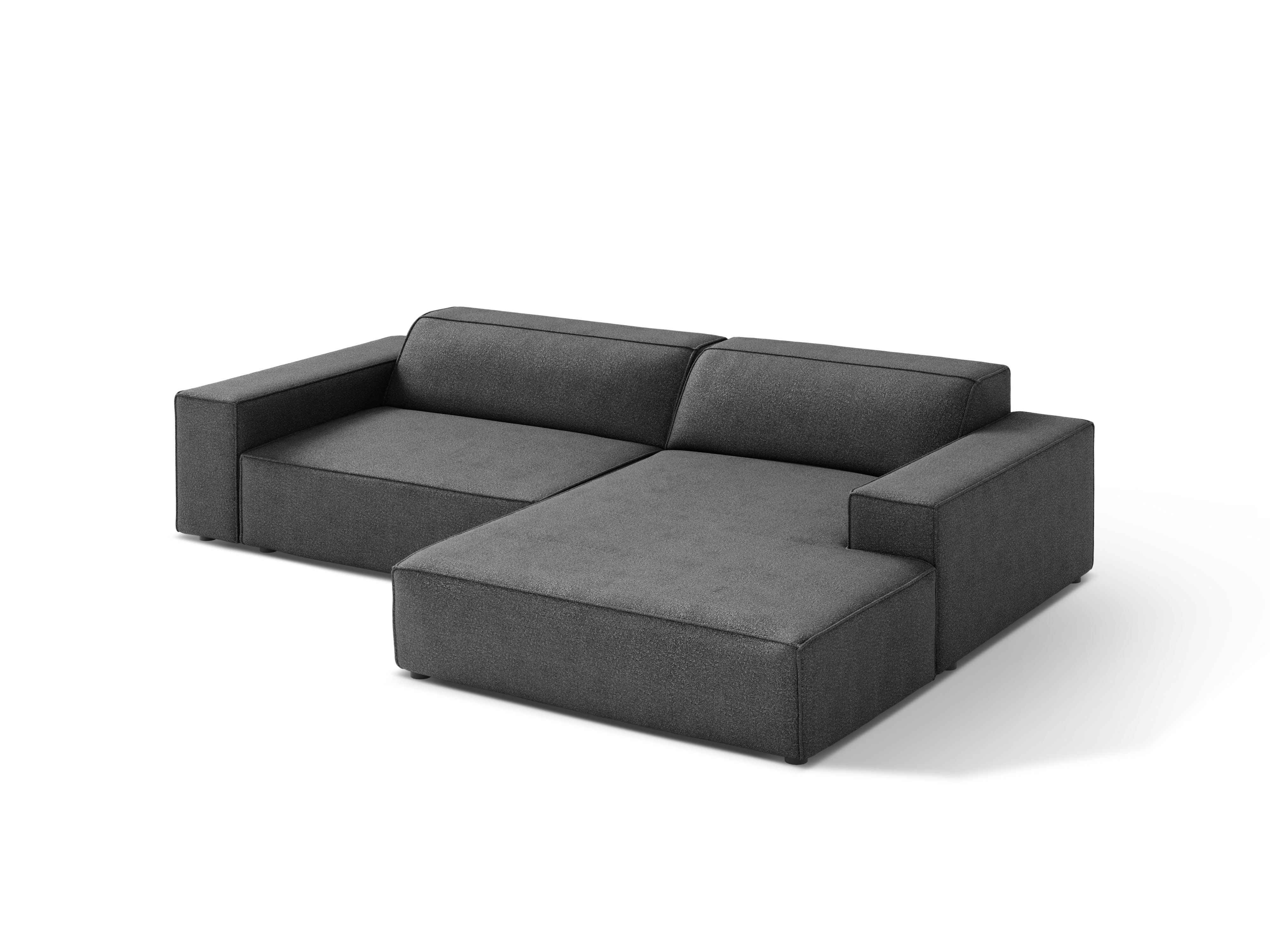 Right-facing 3-seater sofa JODIE in gray boucle