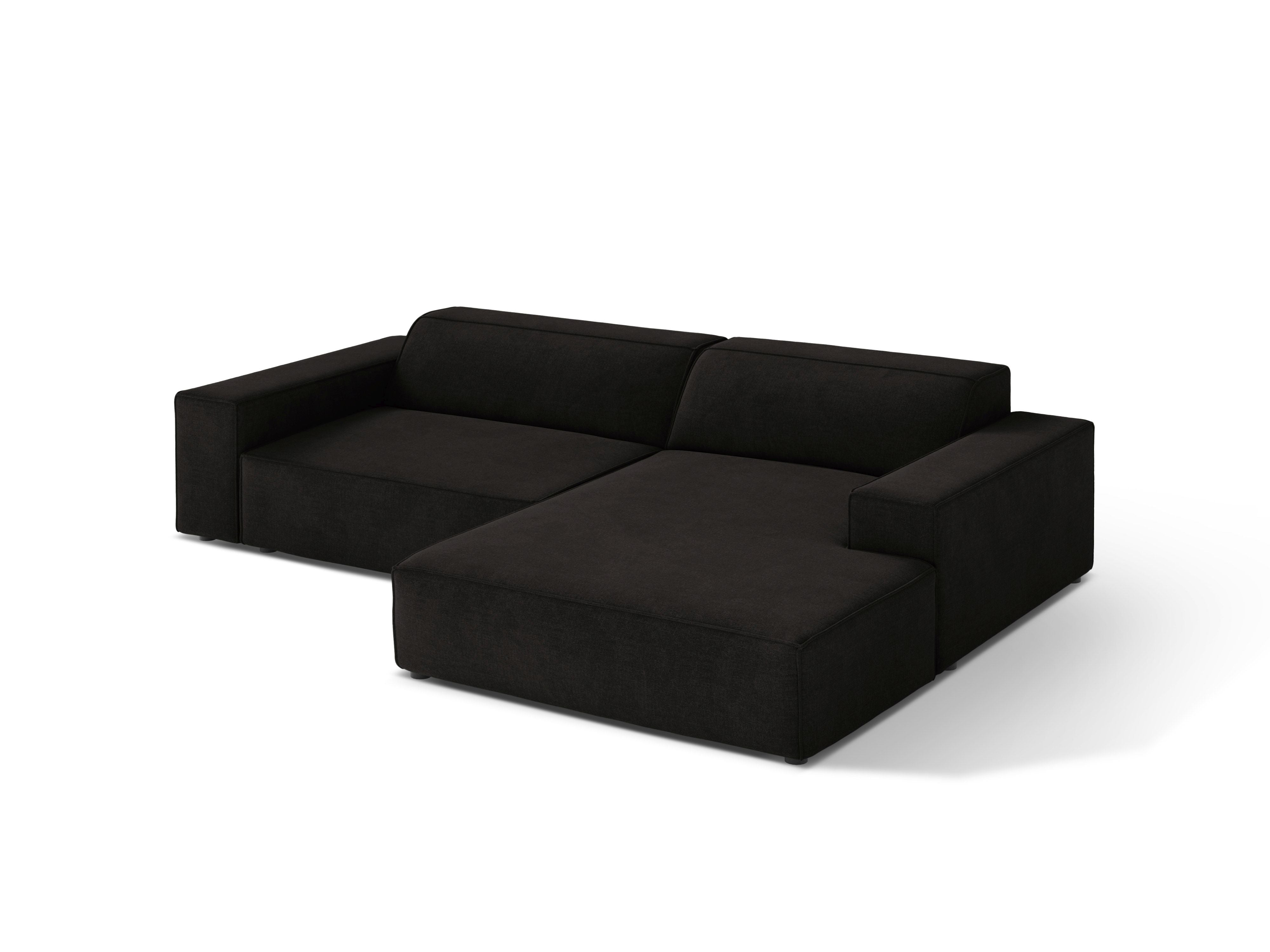 Right-facing 3-seater sofa JODIE in black tweed