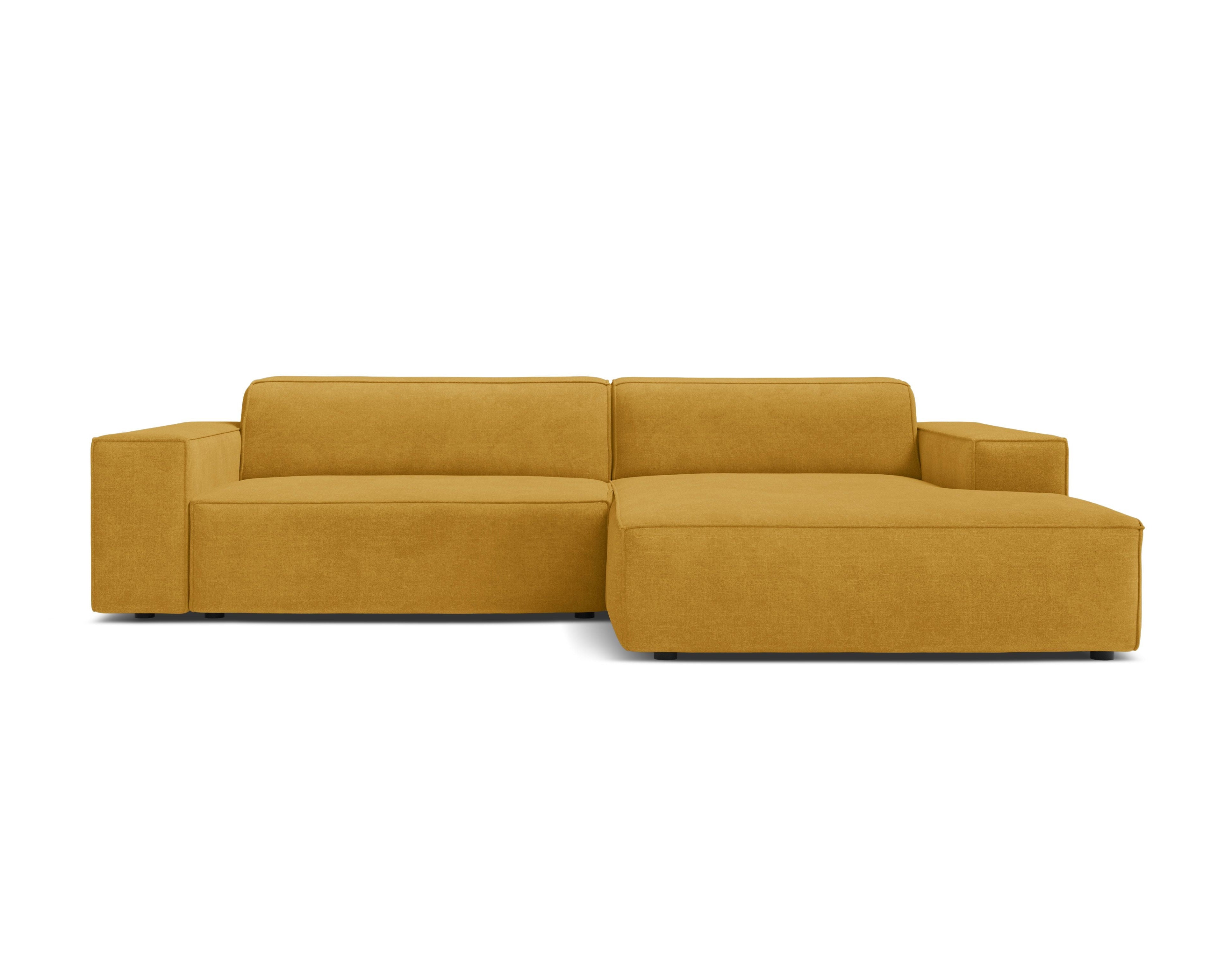 Right-facing 3-seater sofa JODIE in mustard tweed