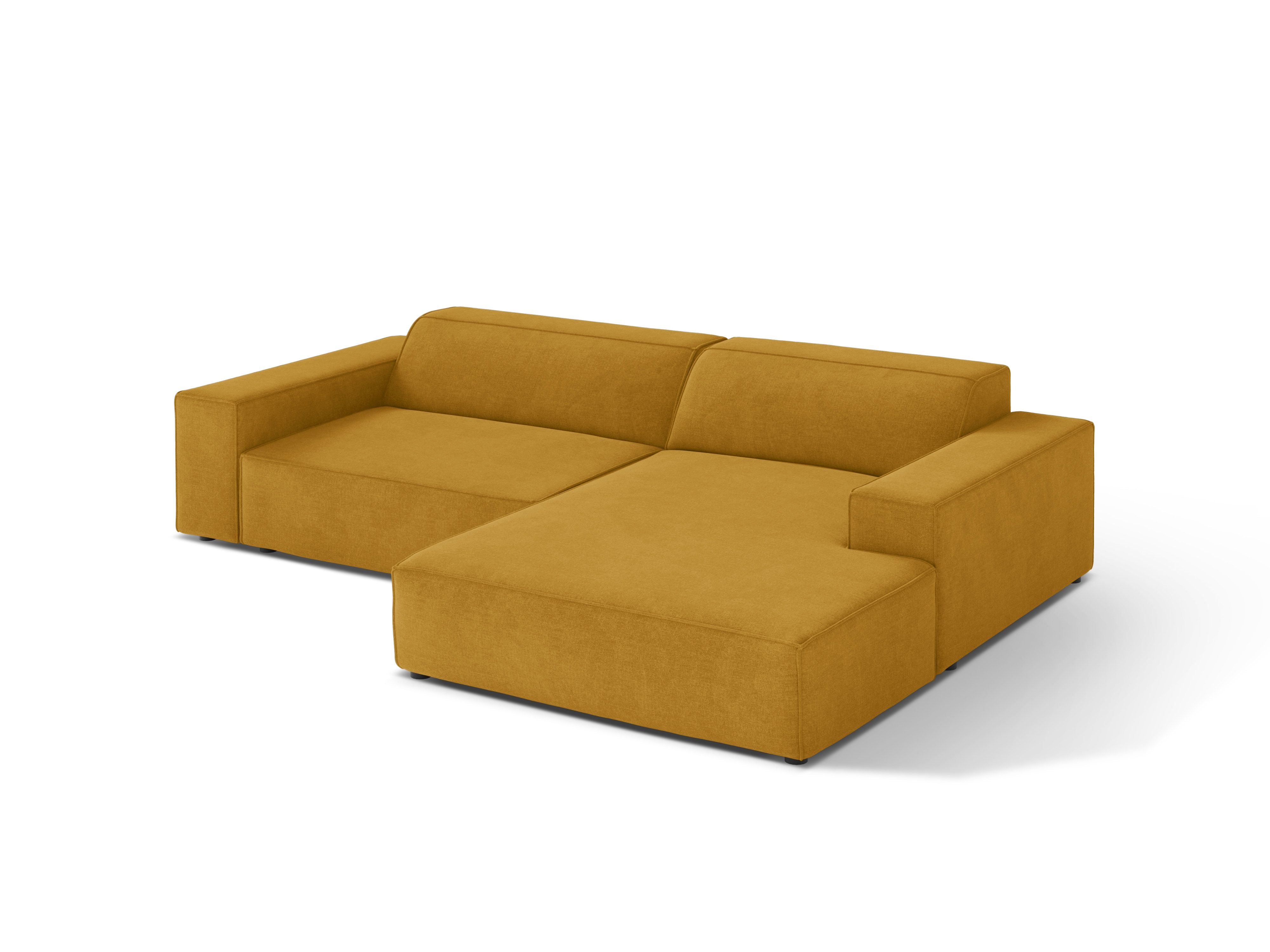 Right-facing 3-seater sofa JODIE in mustard tweed