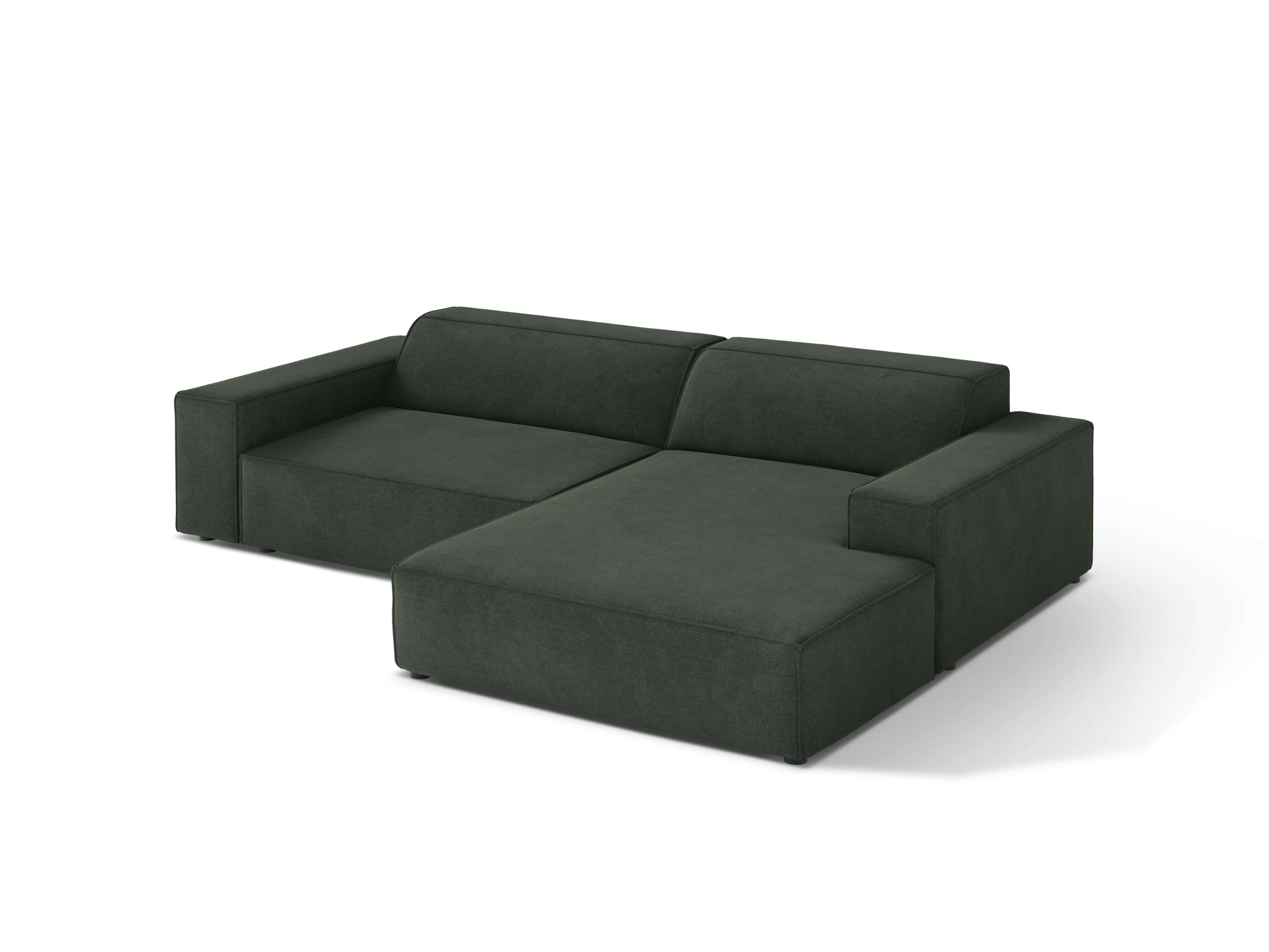Right-facing 3-seater sofa JODIE in green tweed