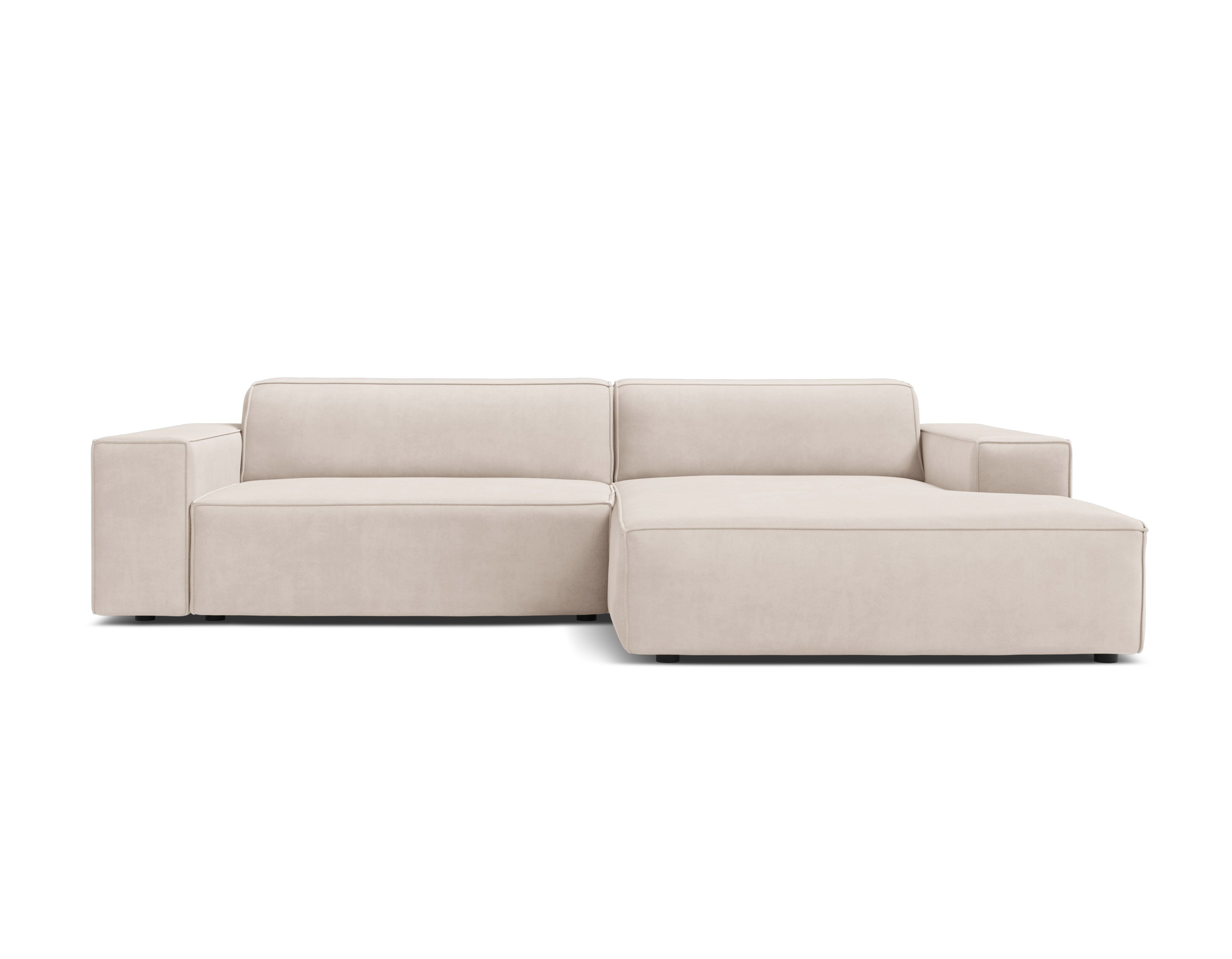 Right-facing 3-seater sofa JODIE in light beige velvet