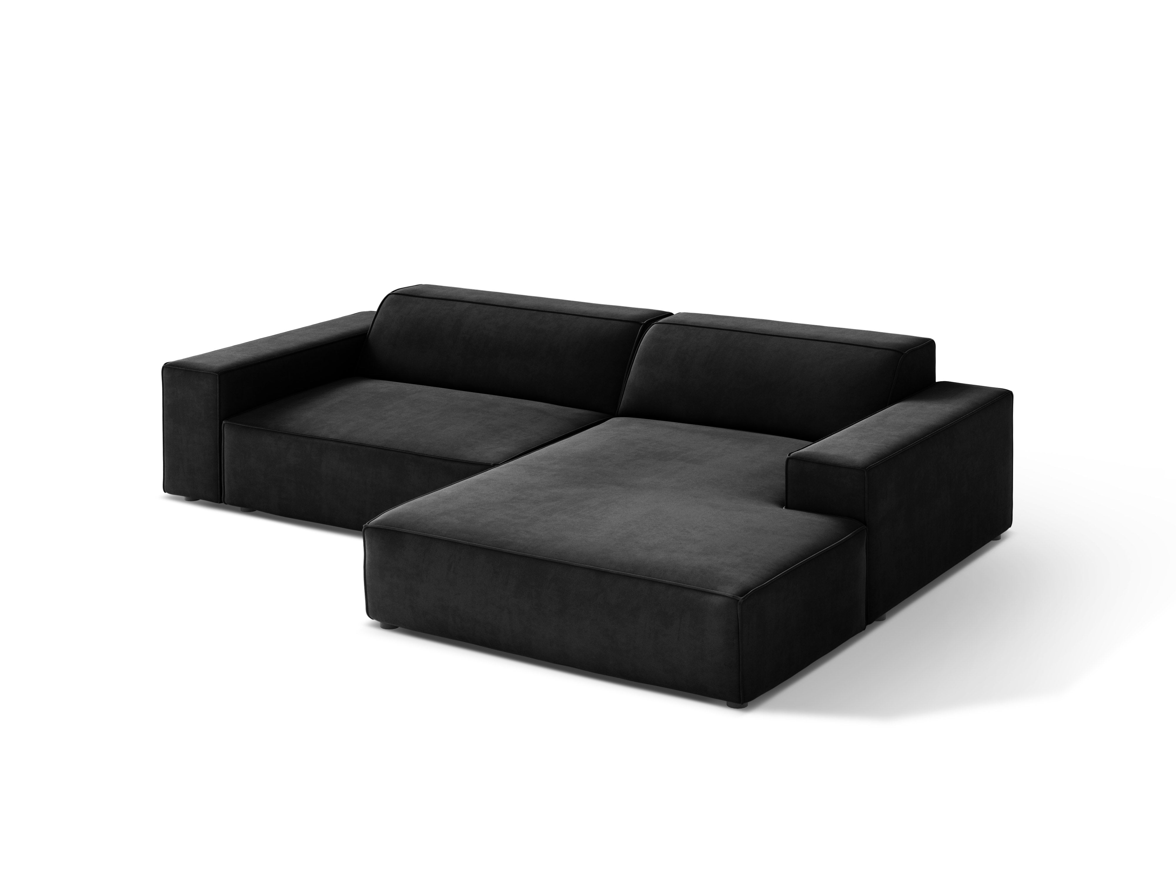 Right-facing 3-seater sofa JODIE in black velvet