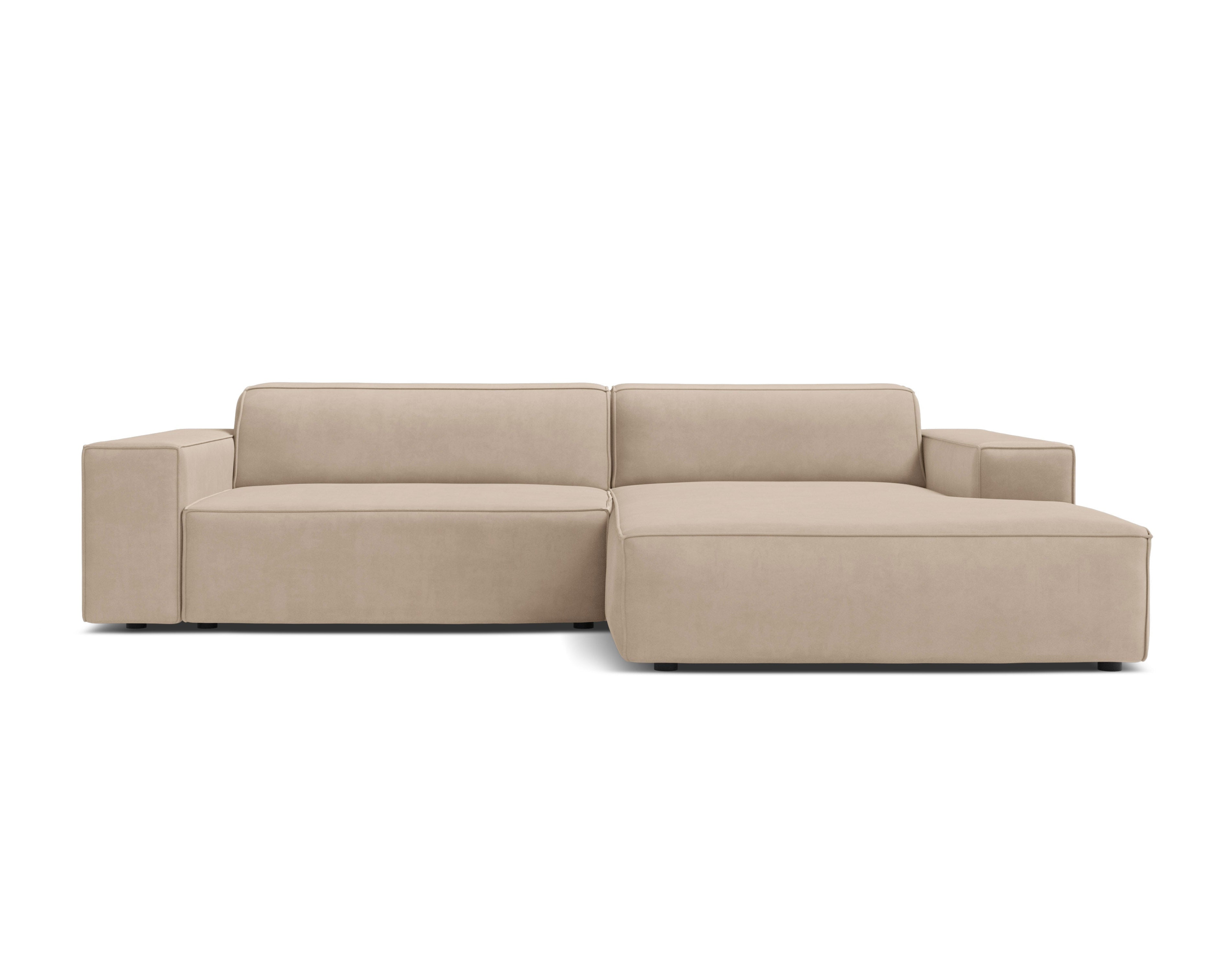 Right-facing 3-seater sofa JODIE in beige velvet