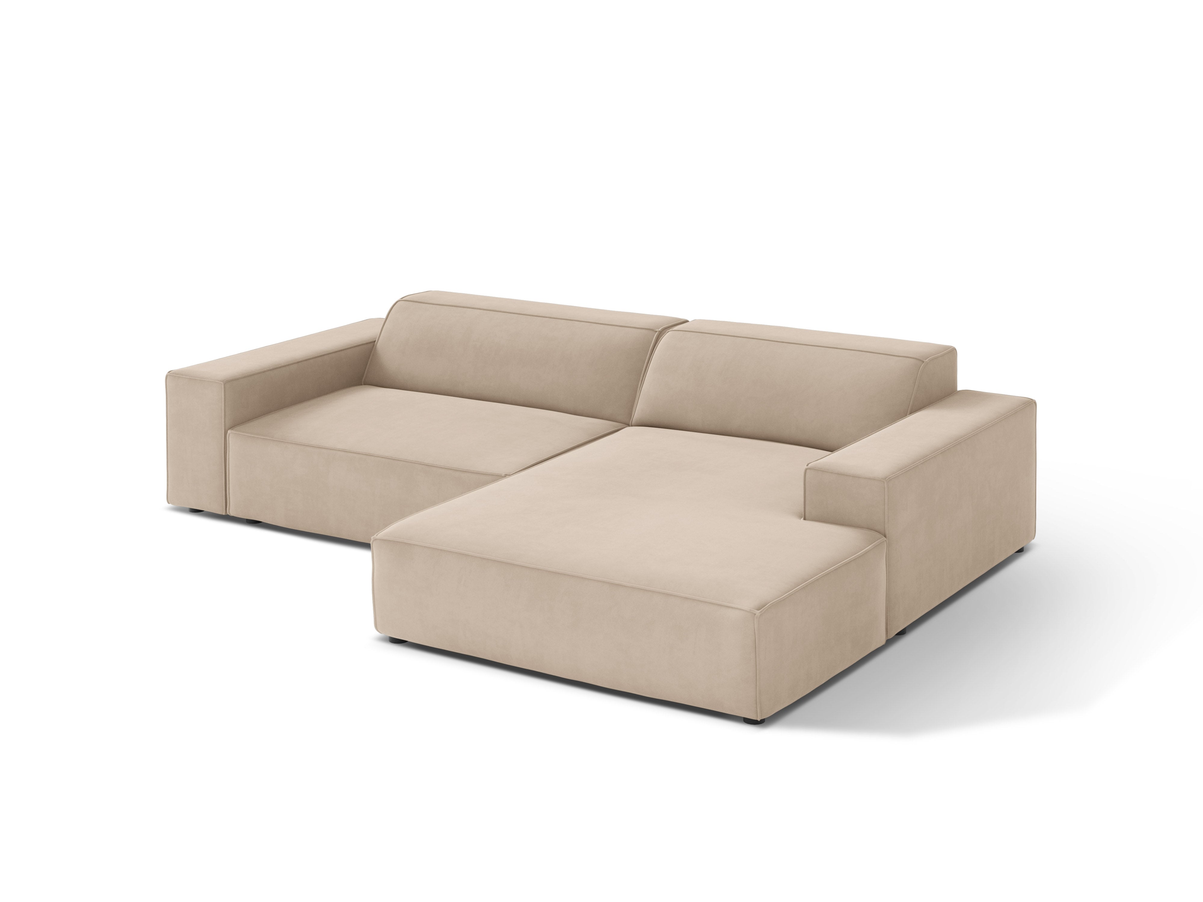 Right-facing 3-seater sofa JODIE in beige velvet