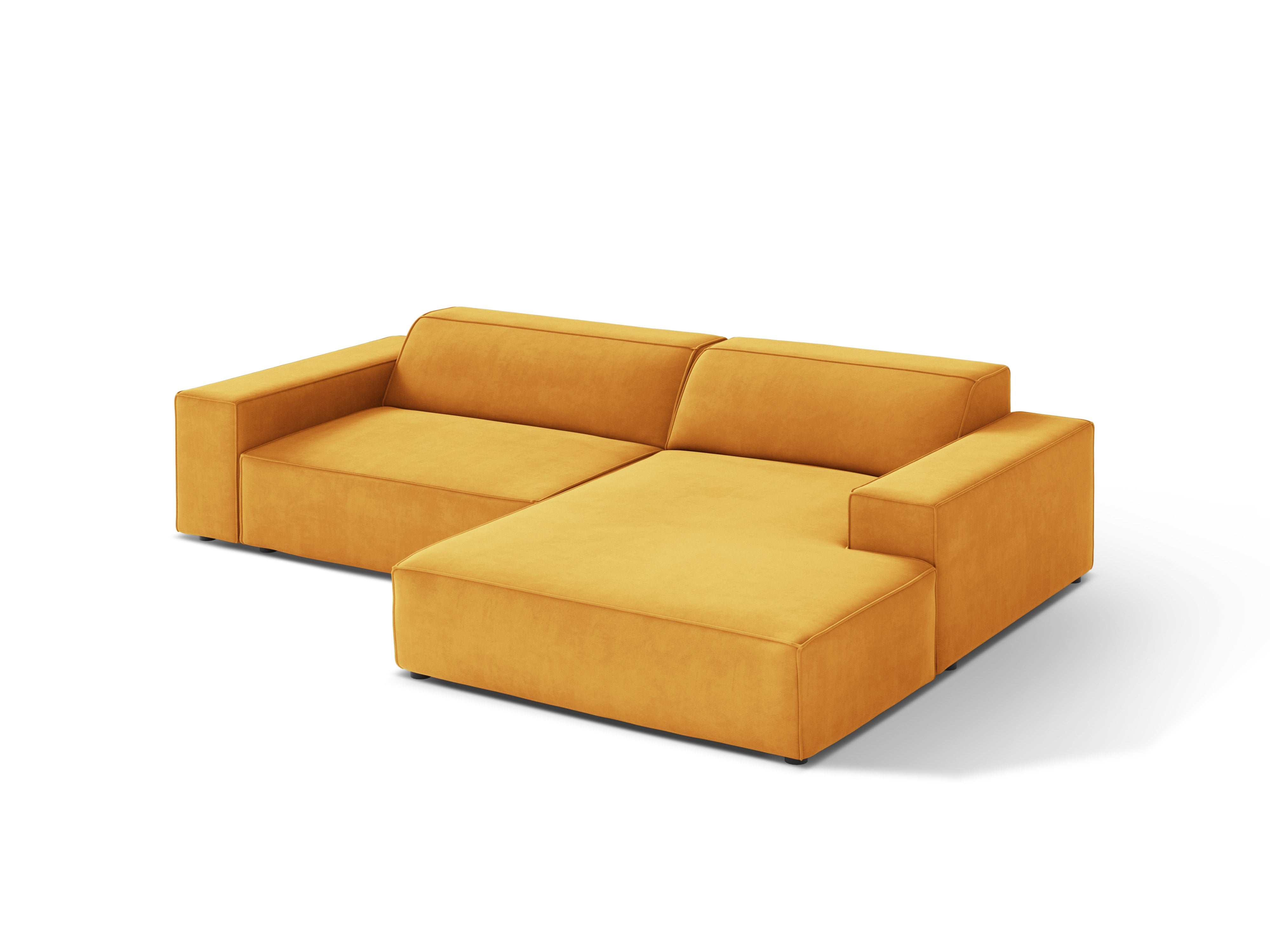 Right-facing 3-seater sofa JODIE in mustard velvet