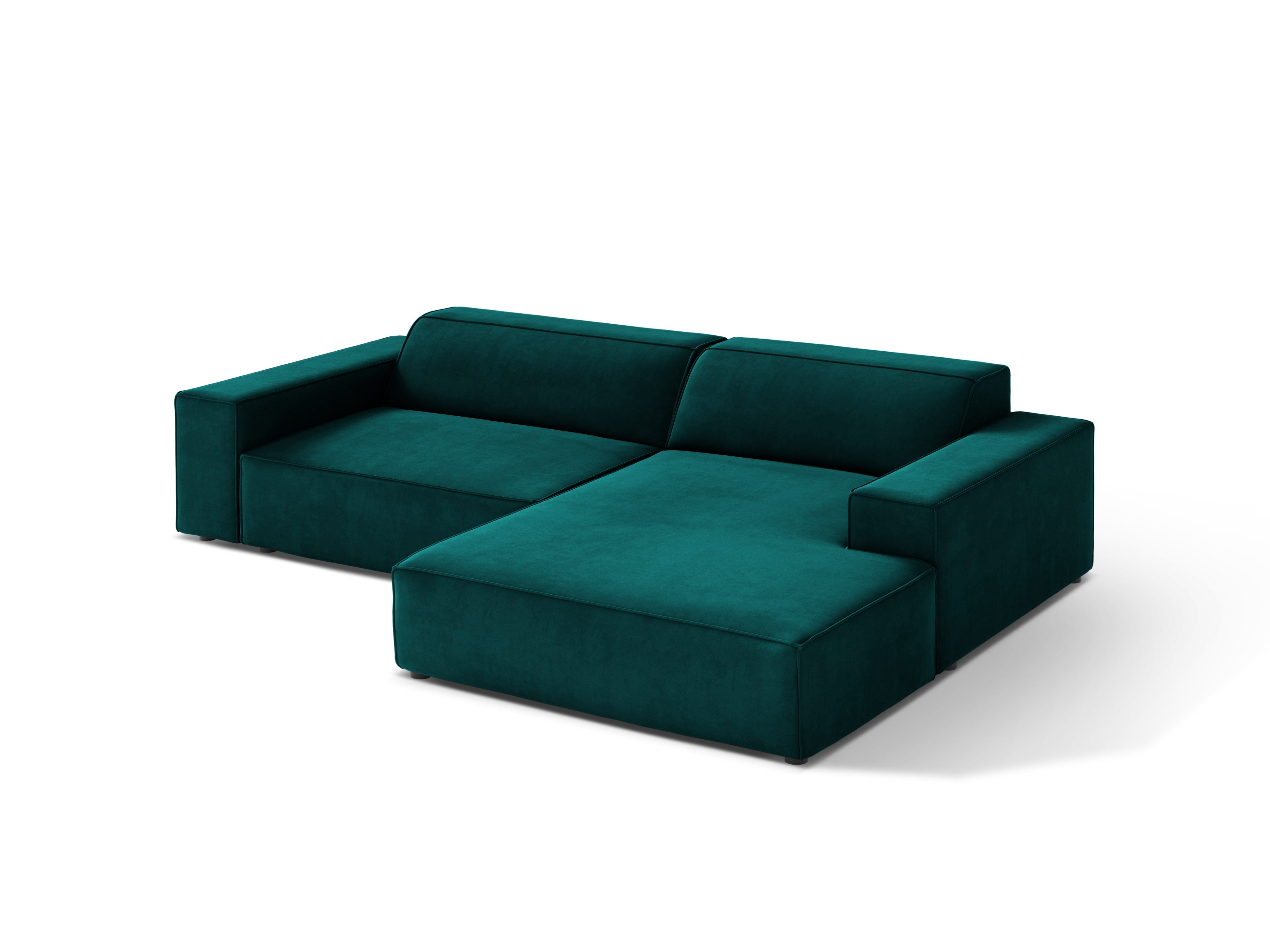Right-facing 3-seater sofa JODIE in deep petrol velvet