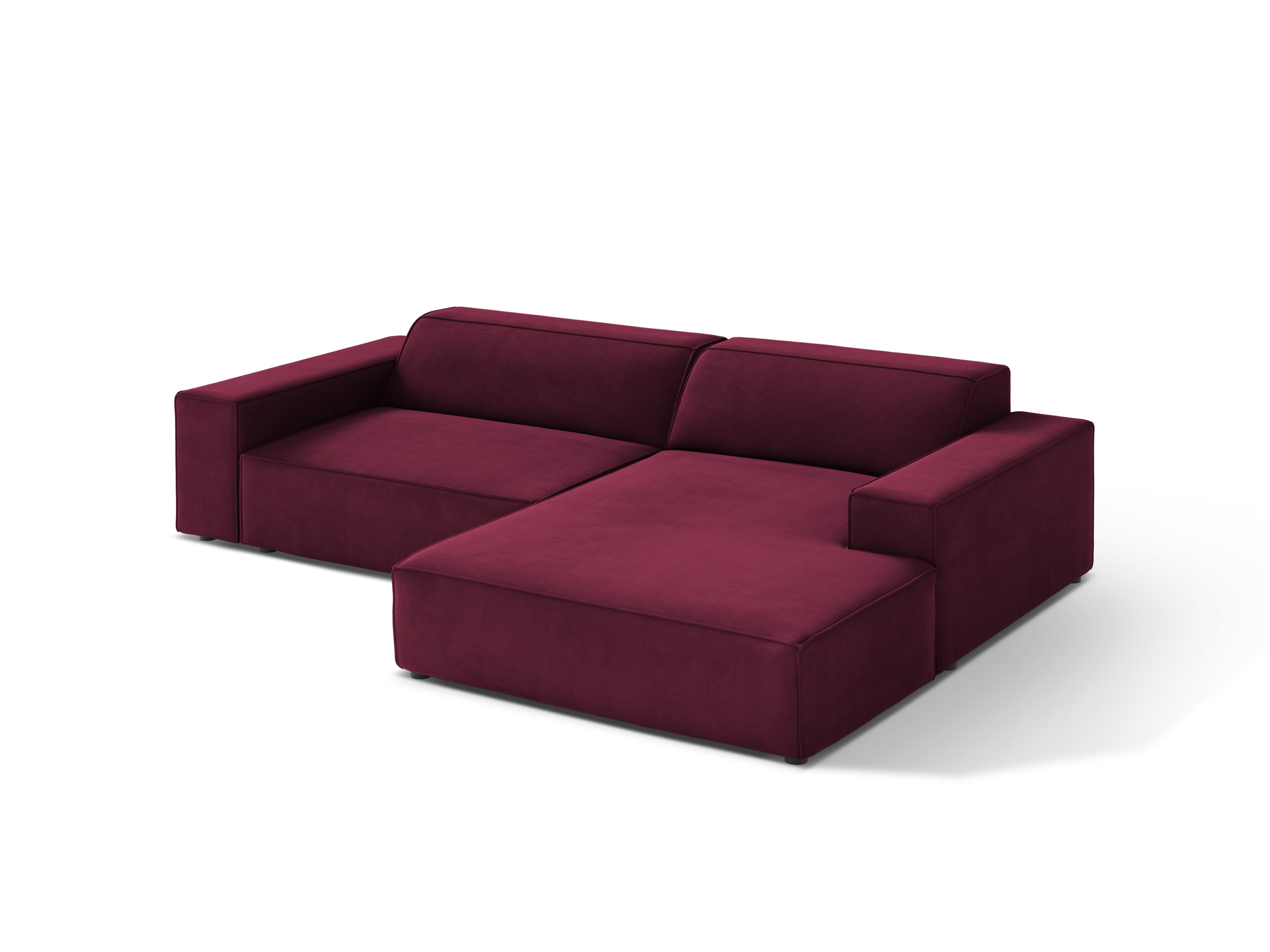 Right-facing 3-seater sofa JODIE in burgundy velvet