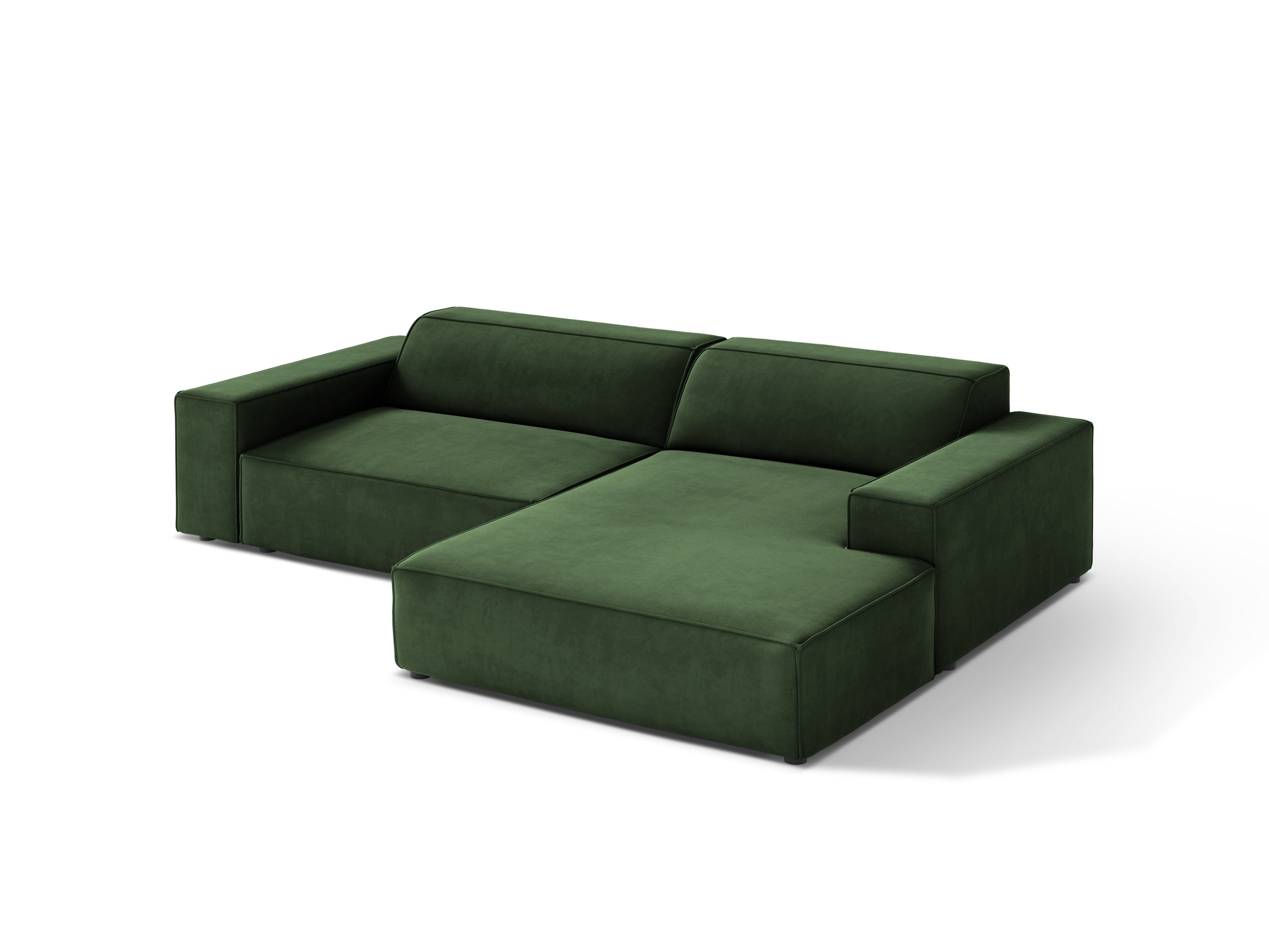 Right-facing 3-seater sofa JODIE in bottle green velvet