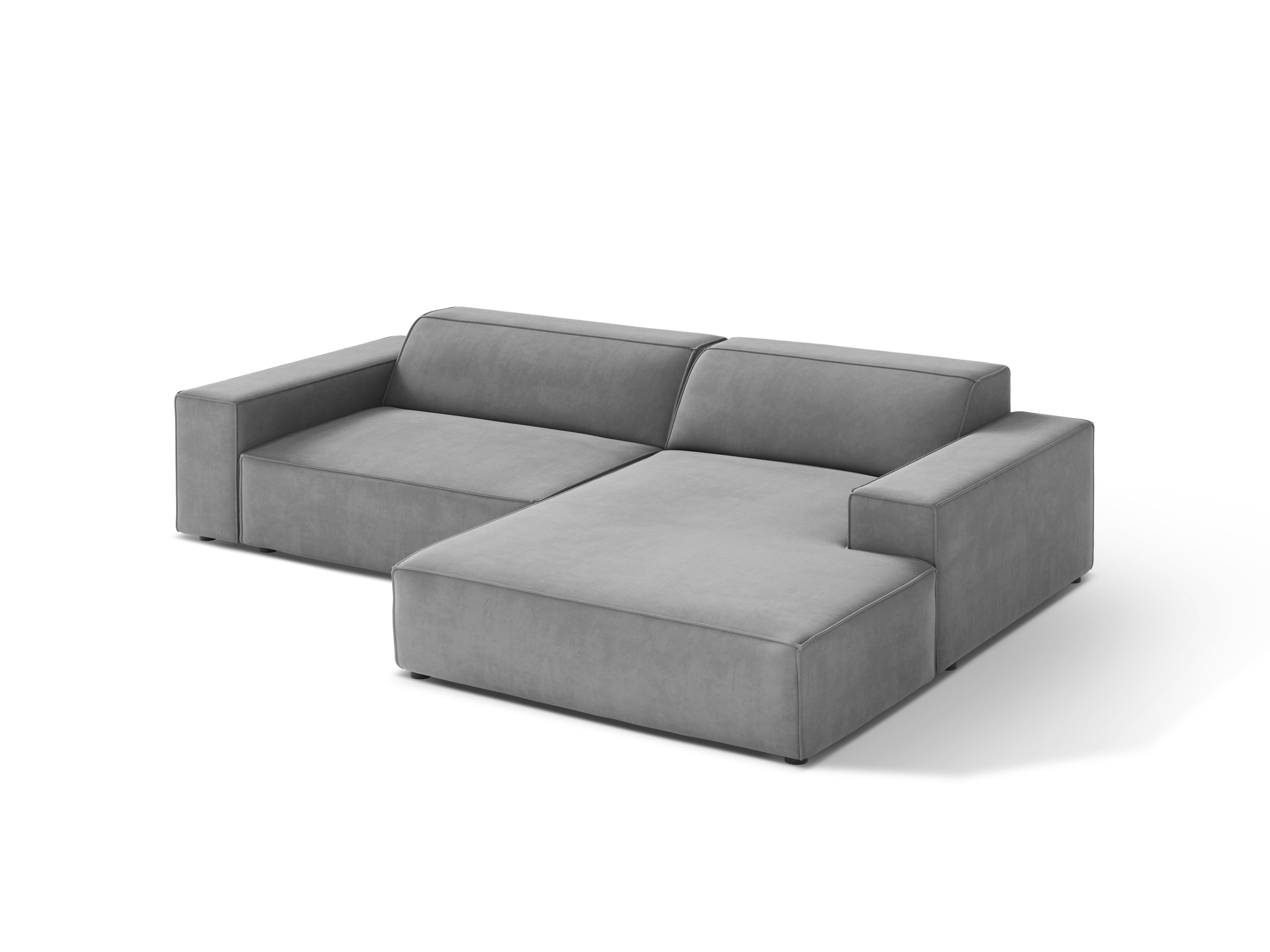 Right-facing 3-seater sofa JODIE in gray velvet